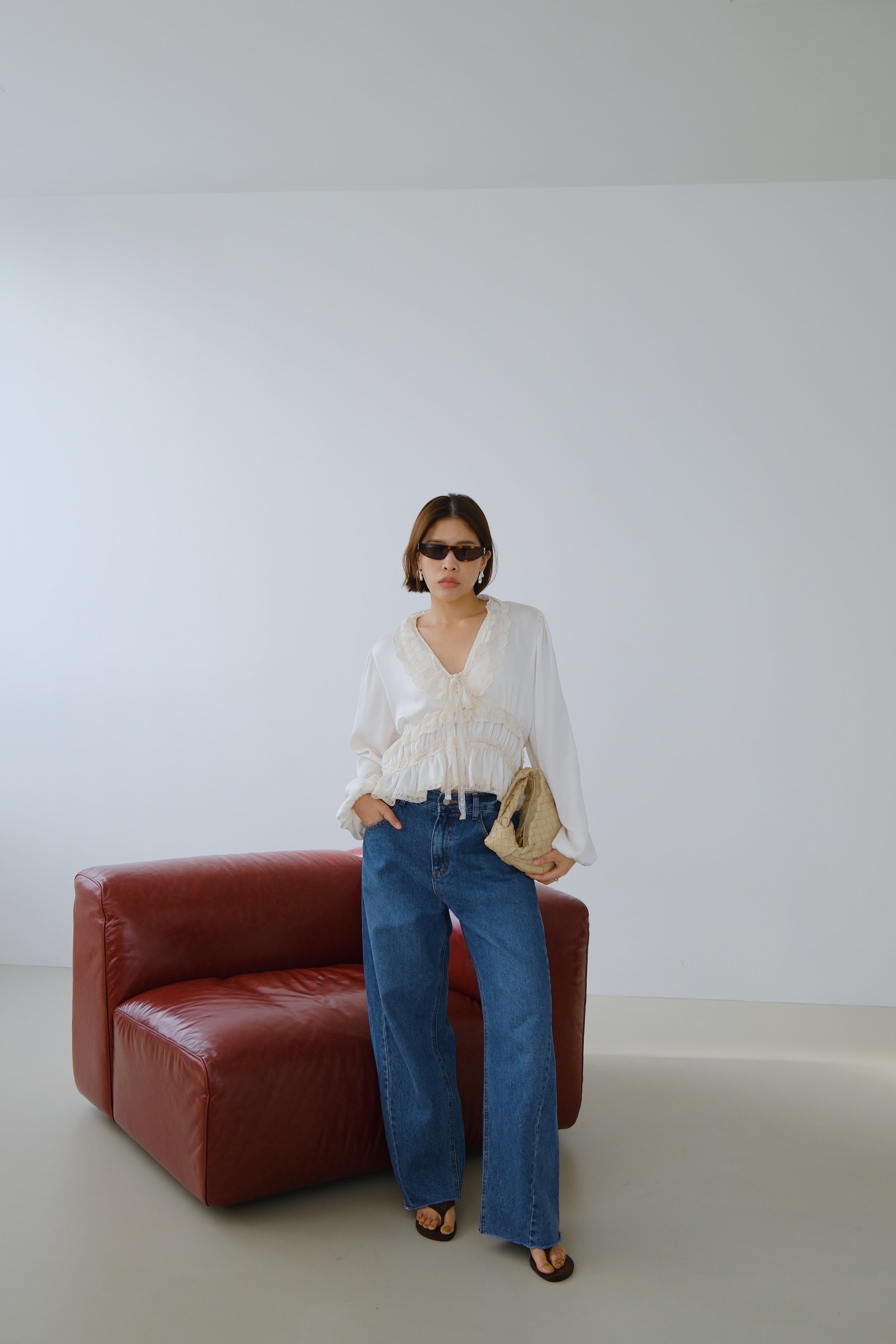 Roselle Ruffle Satin Blouse
