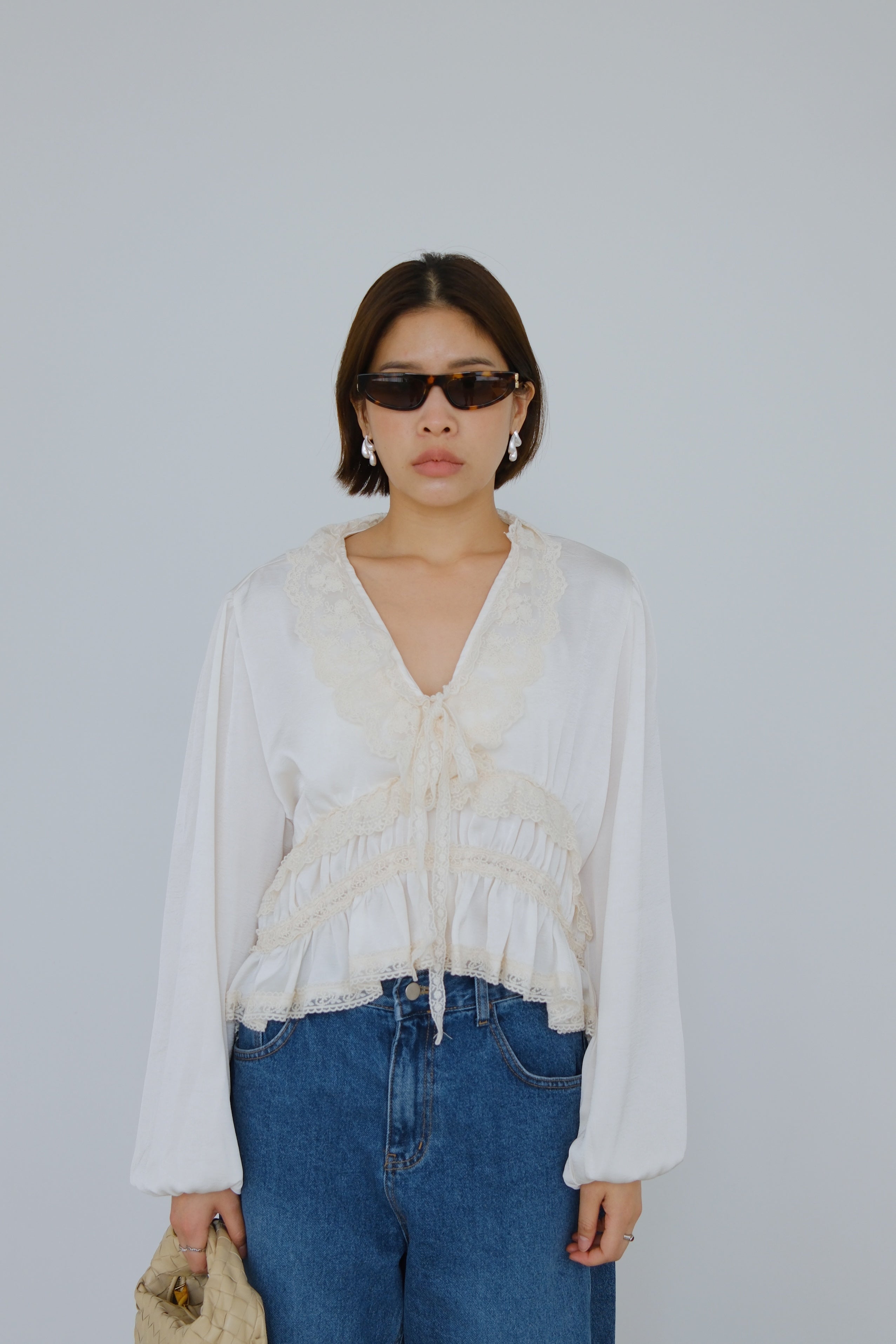 Roselle Ruffle Satin Blouse