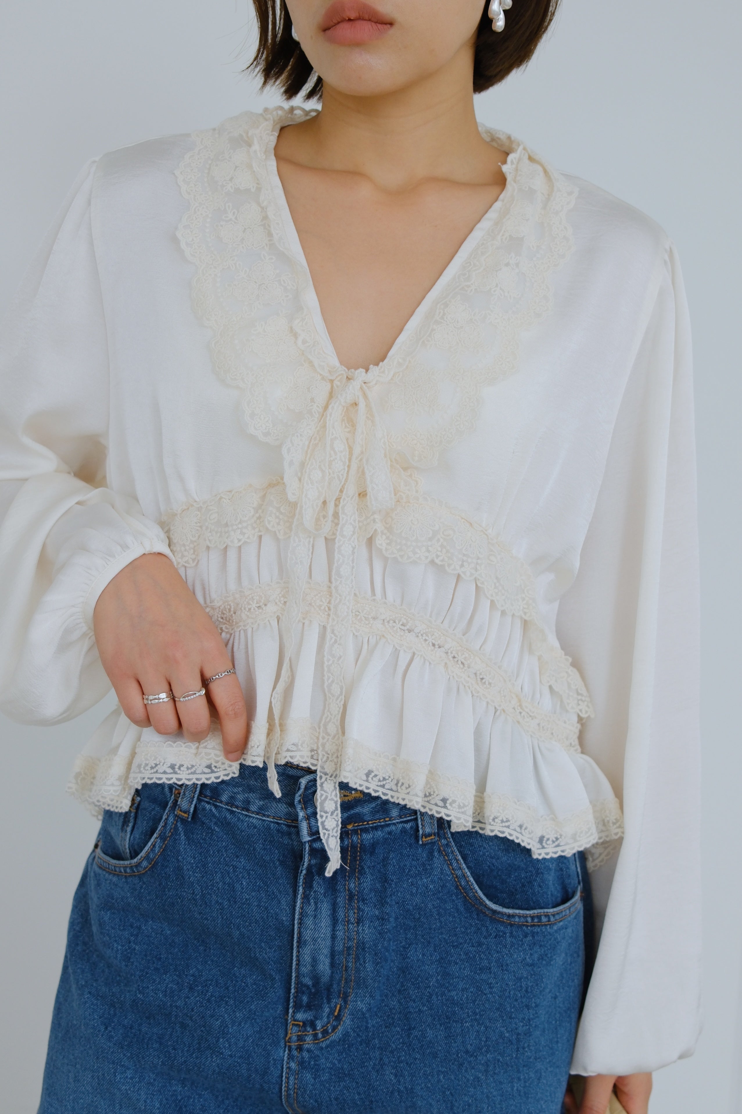 Roselle Ruffle Satin Blouse