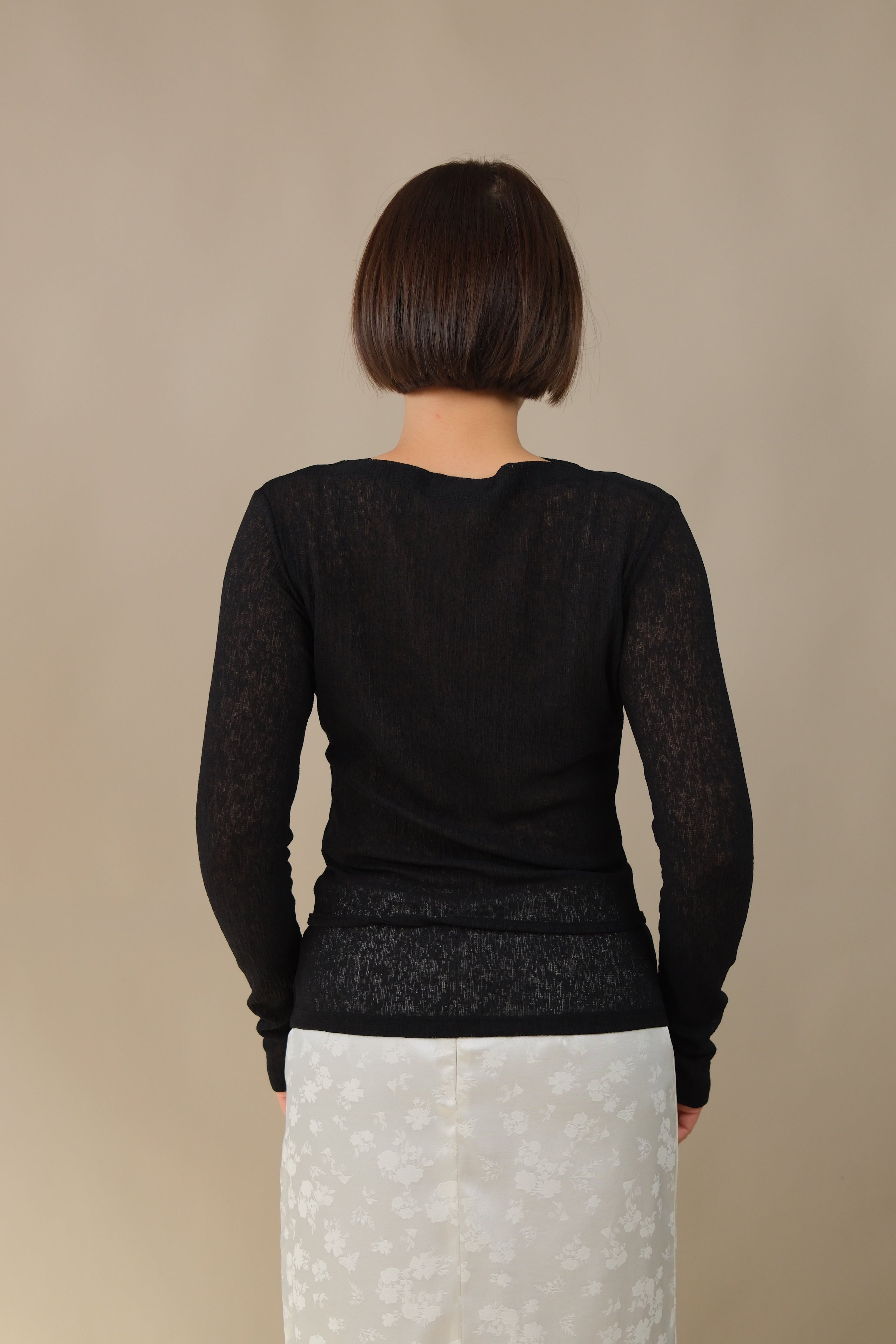 Moose Mesh Boat Neck Long Sleeve Top