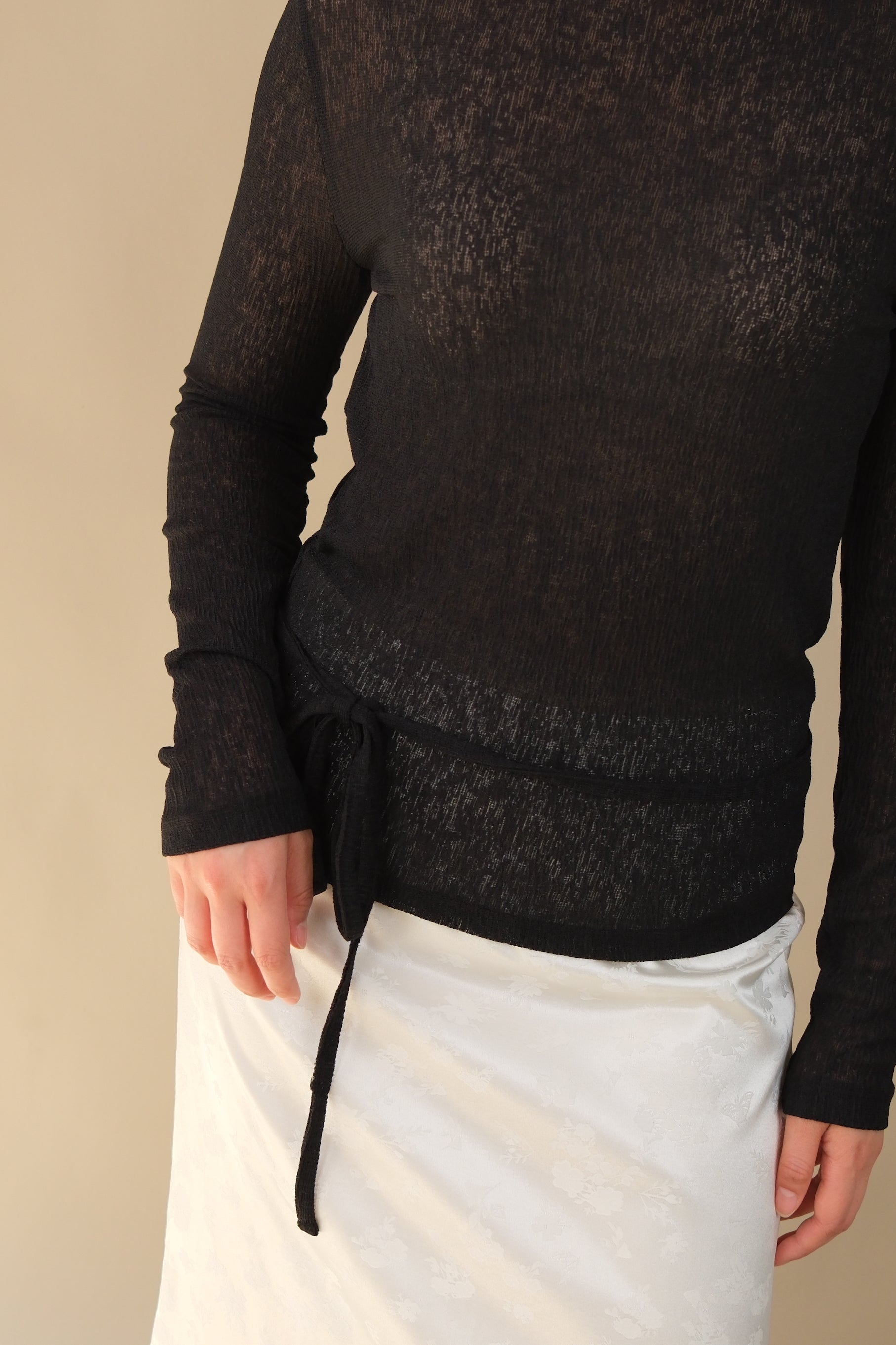 Moose Mesh Boat Neck Long Sleeve Top