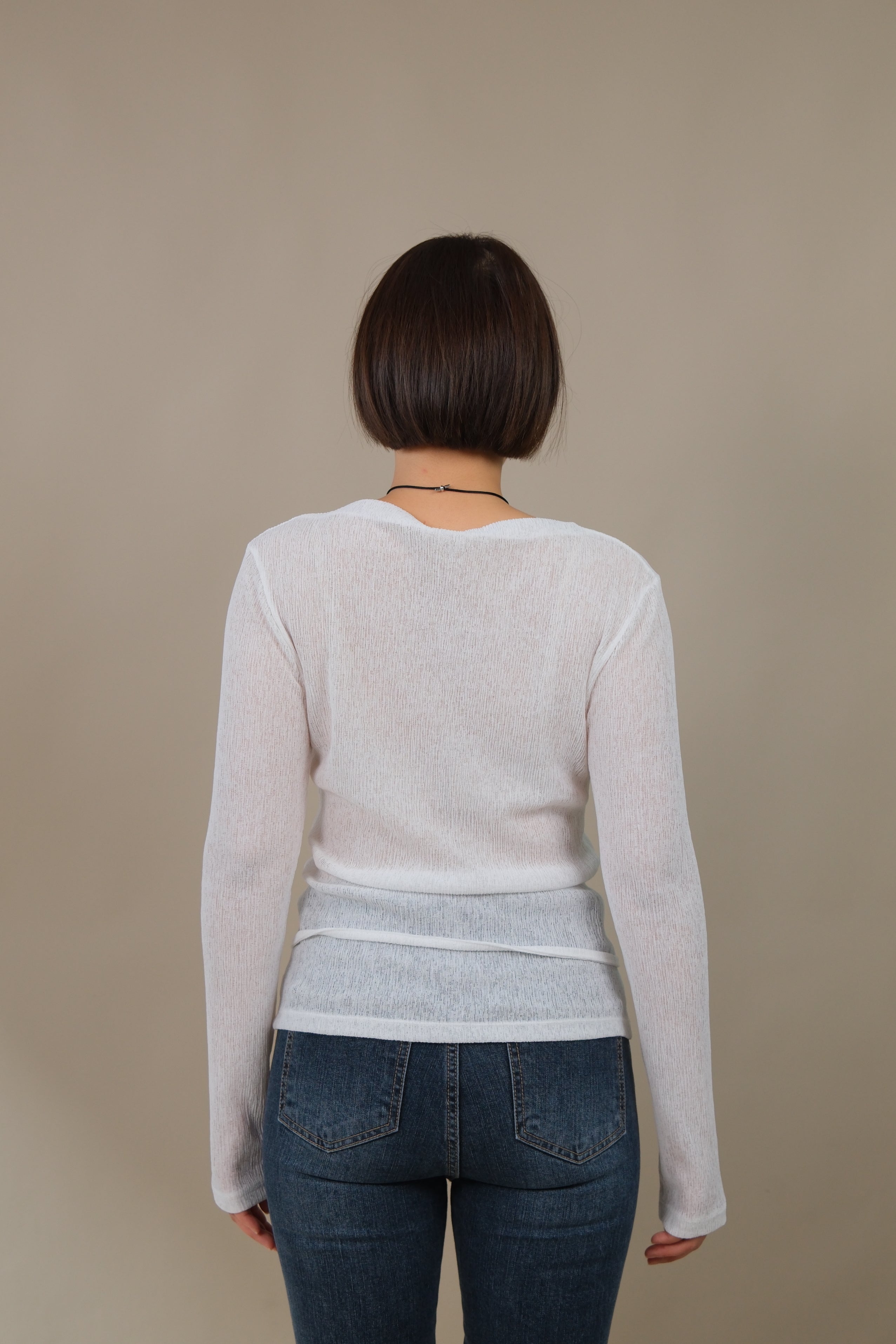Moose Mesh Boat Neck Long Sleeve Top