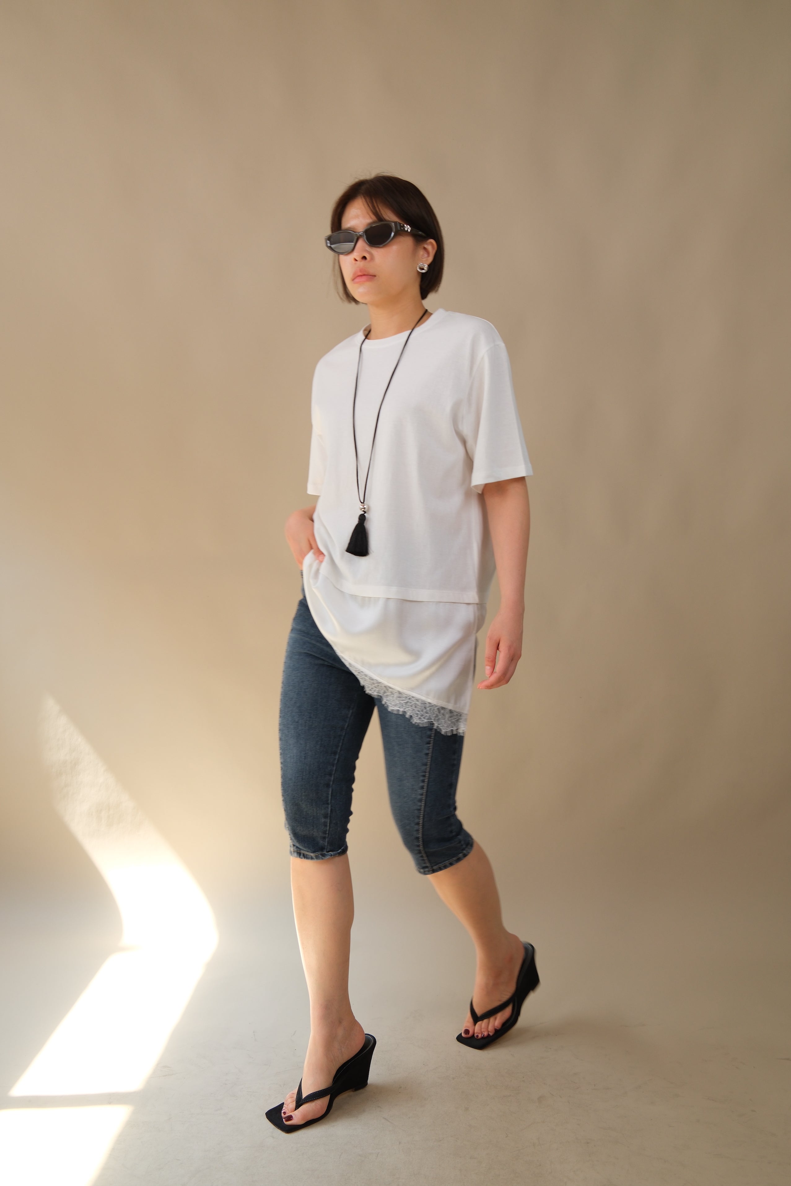 Lola Lace Hem Asymmetric Tee