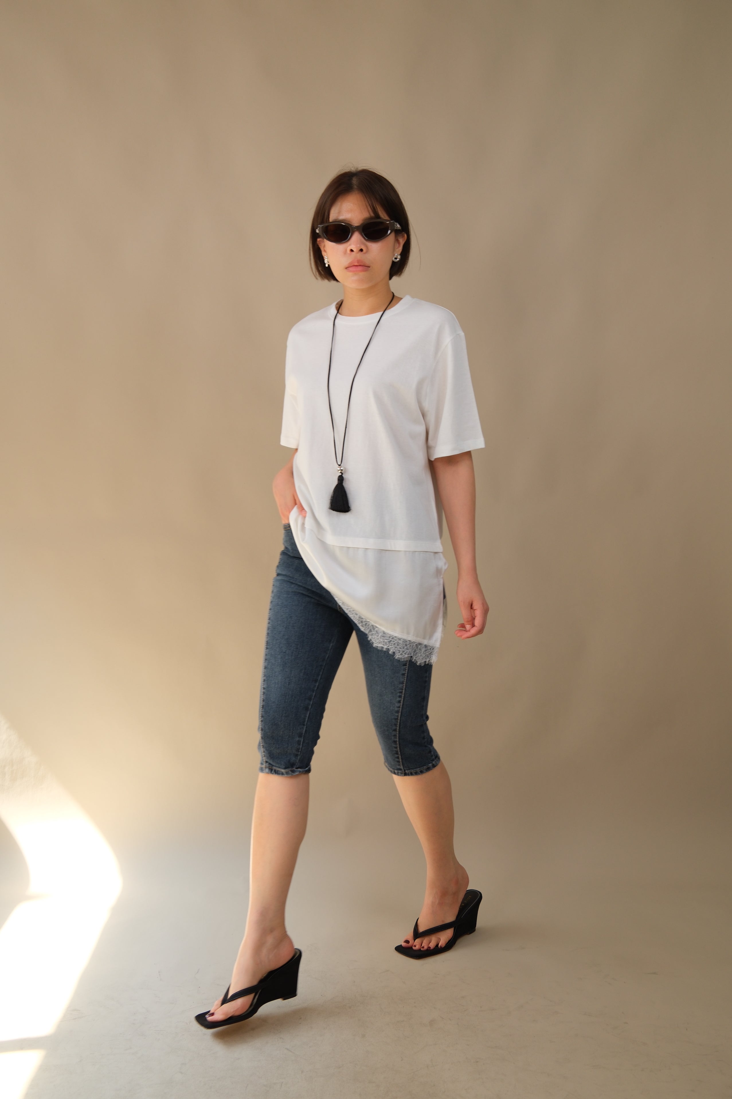 Lola Lace Hem Asymmetric Tee