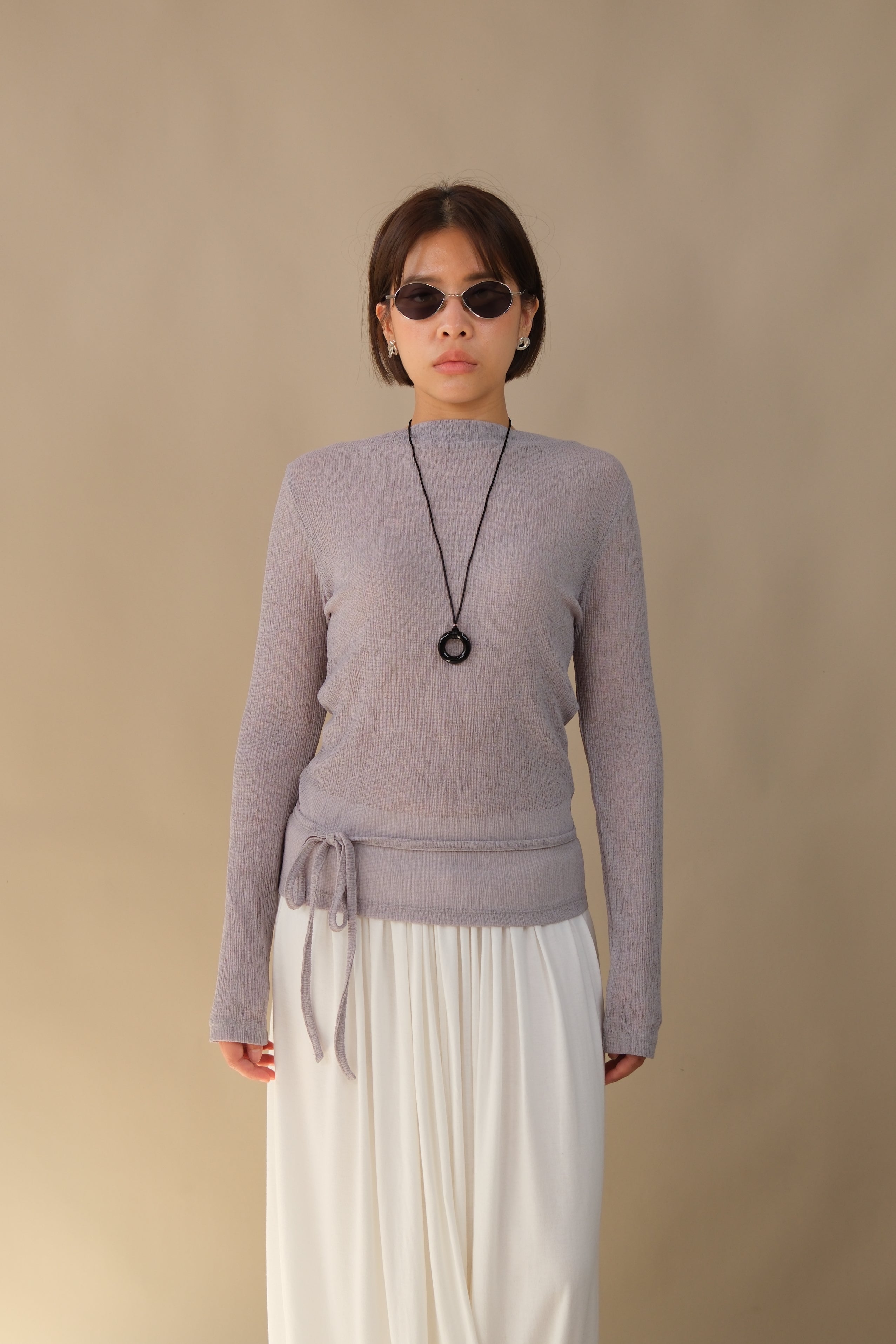 Moose Mesh Boat Neck Long Sleeve Top