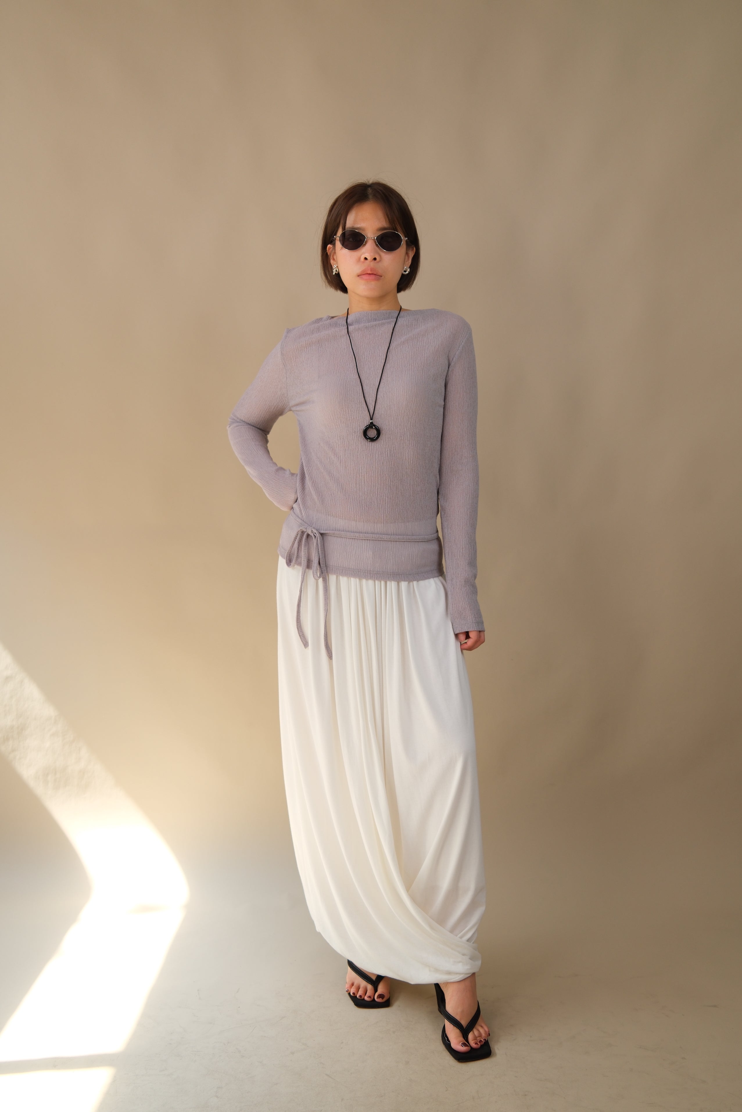 Moose Mesh Boat Neck Long Sleeve Top