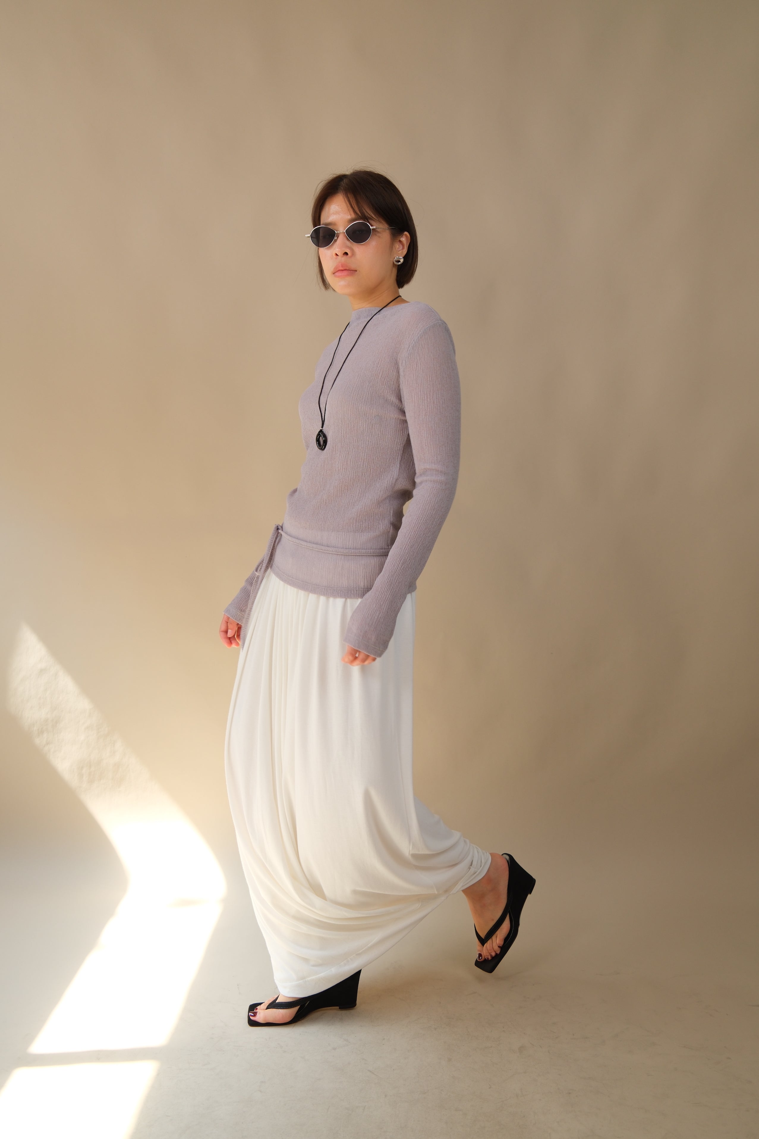 Moose Mesh Boat Neck Long Sleeve Top