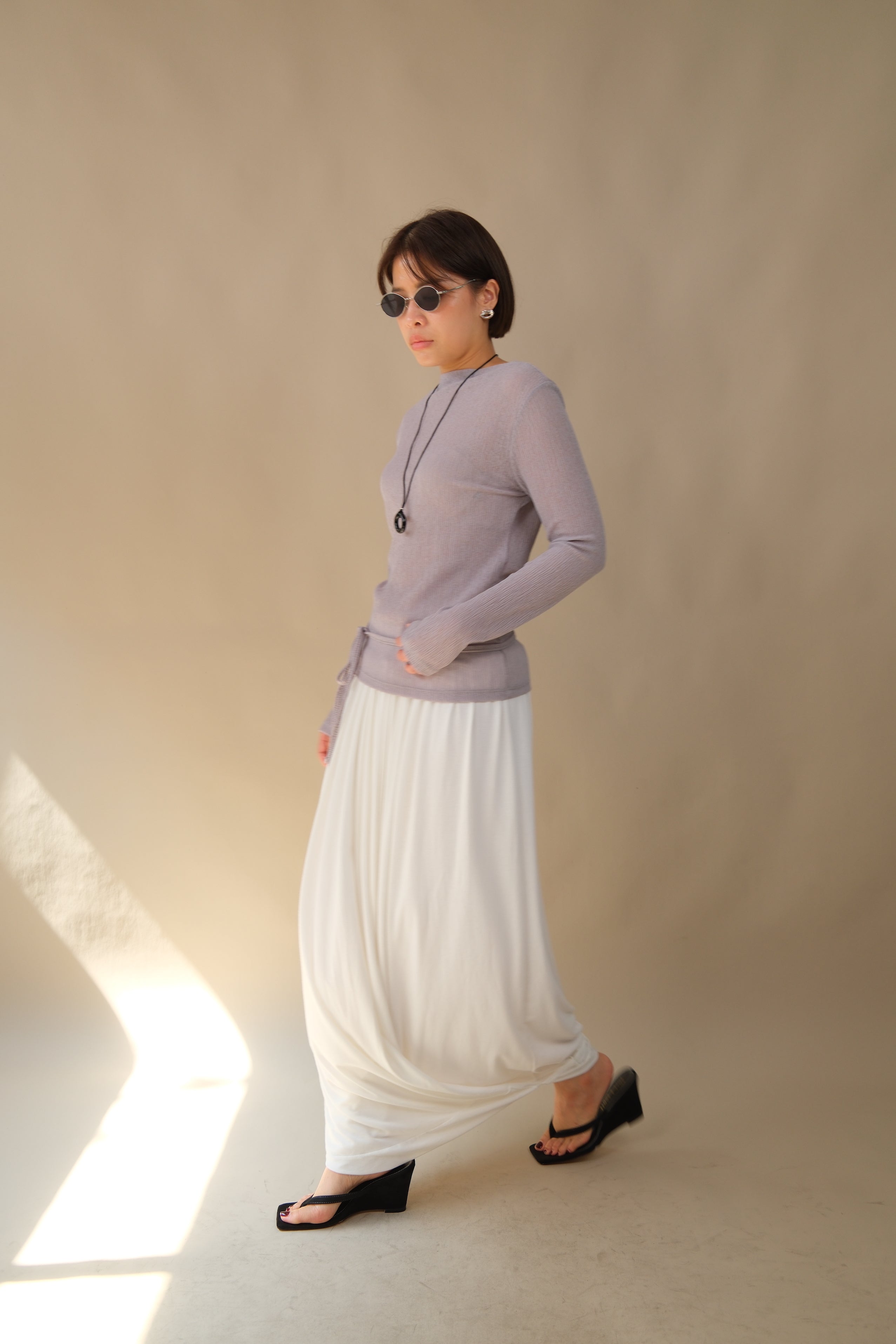 Moose Mesh Boat Neck Long Sleeve Top