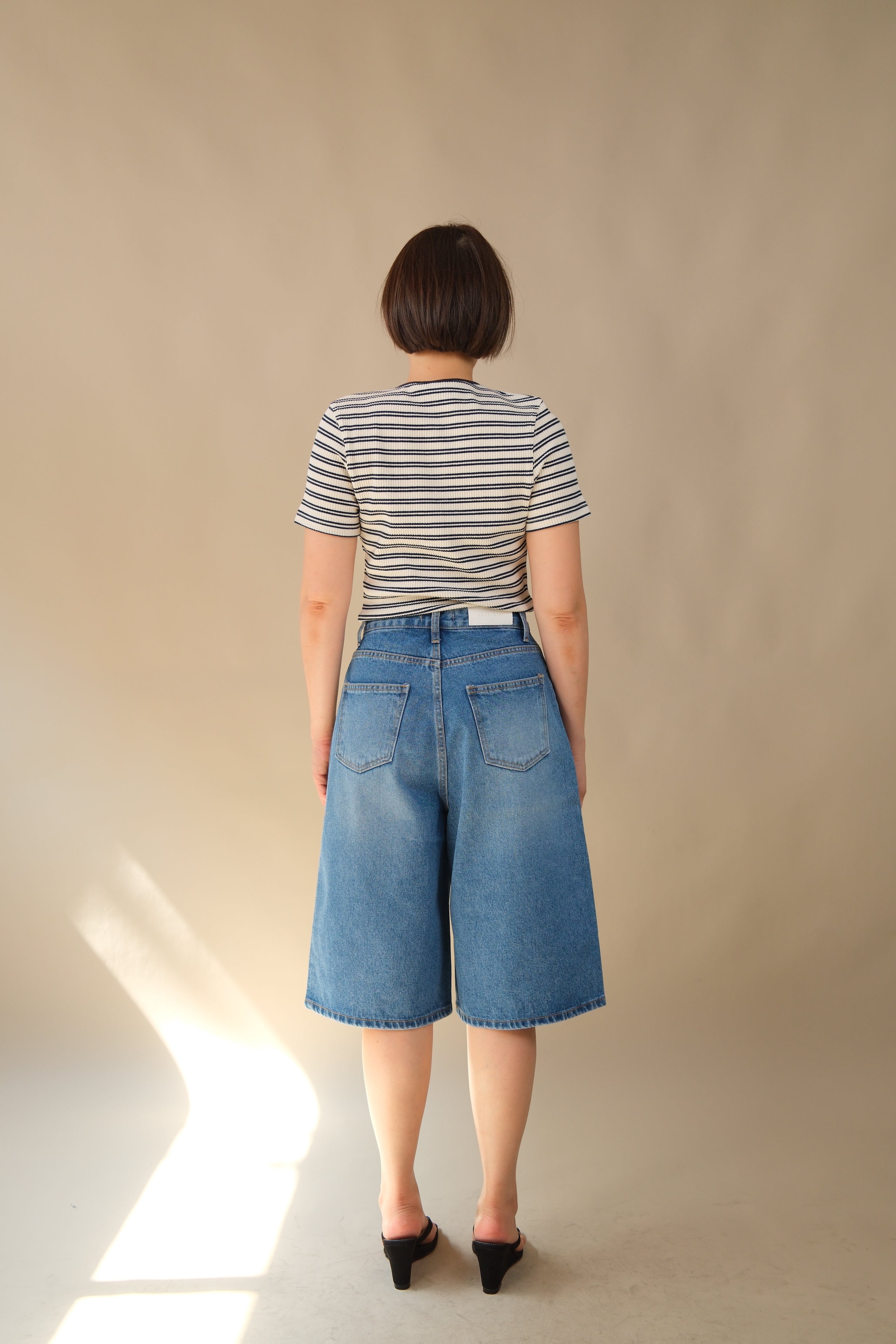Victor Striped Rib Button Neck Tee
