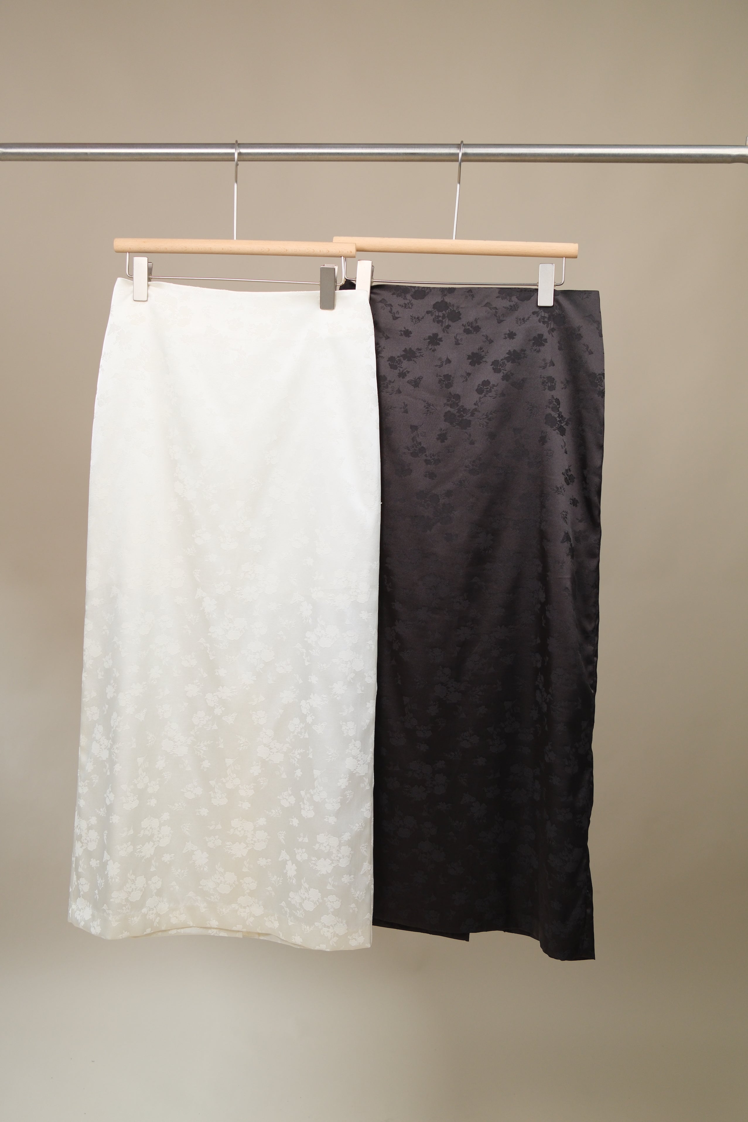 Oriental Floral Satin Maxi Skirt