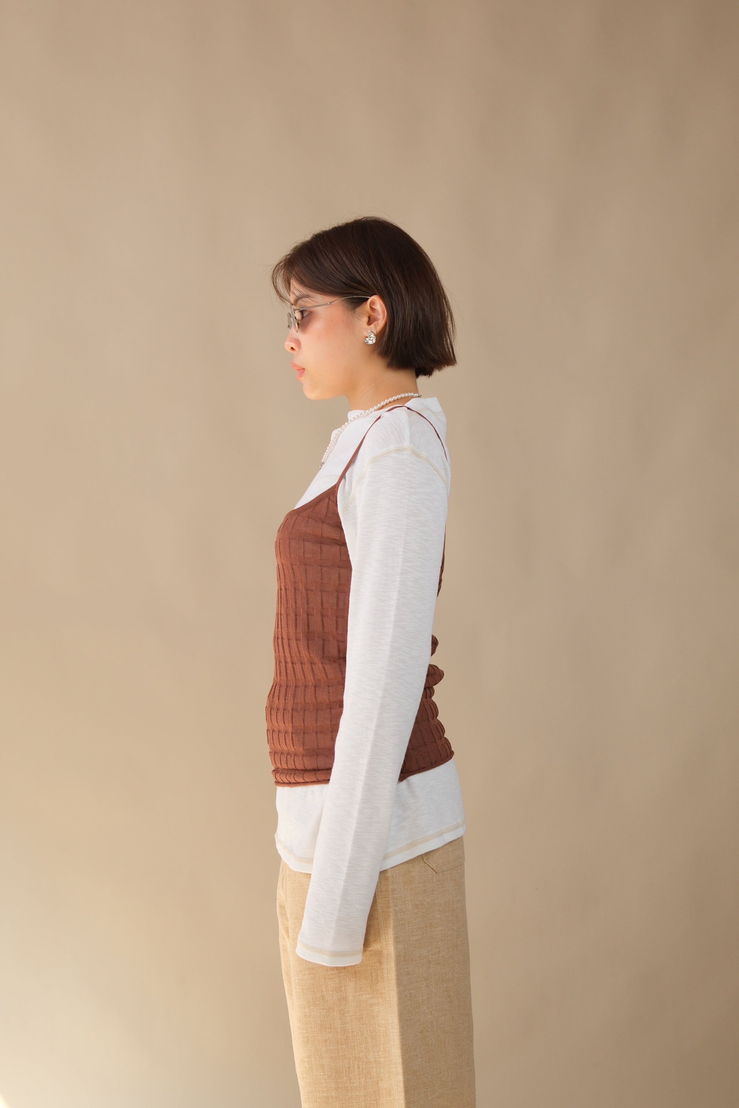 Waffle pleat cami top