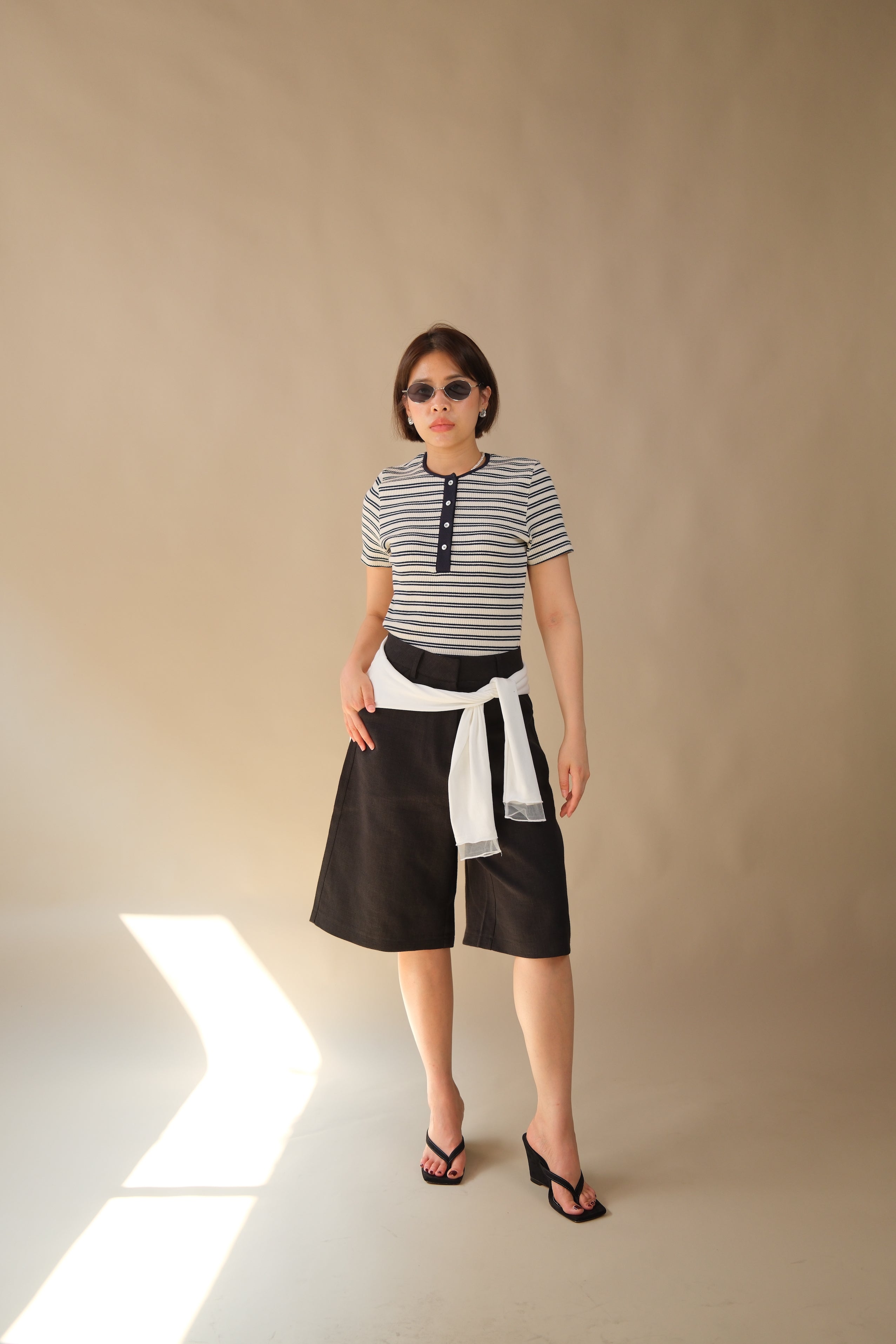 Linen bermuda shorts
