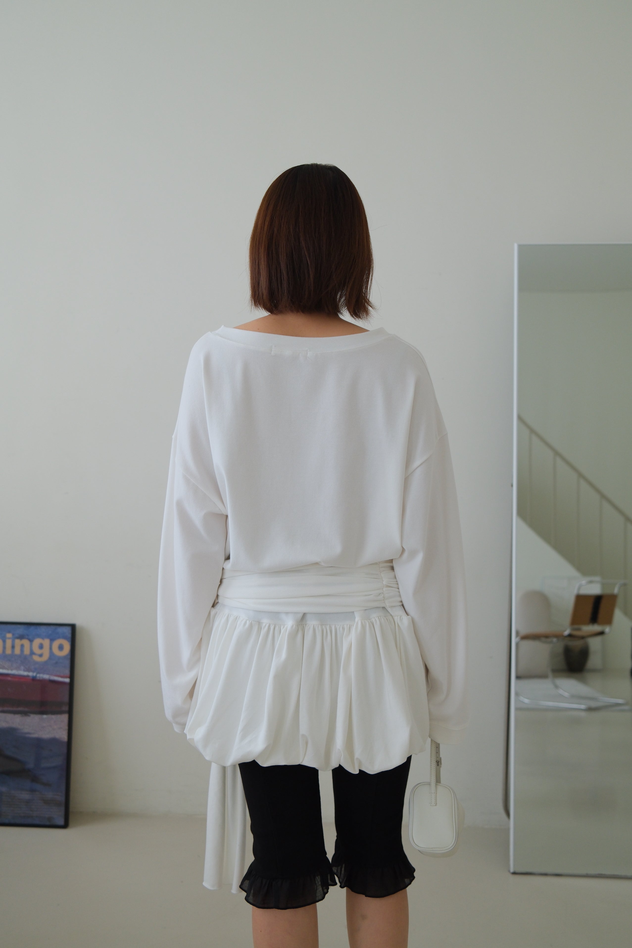 Tie waist bubble long tee