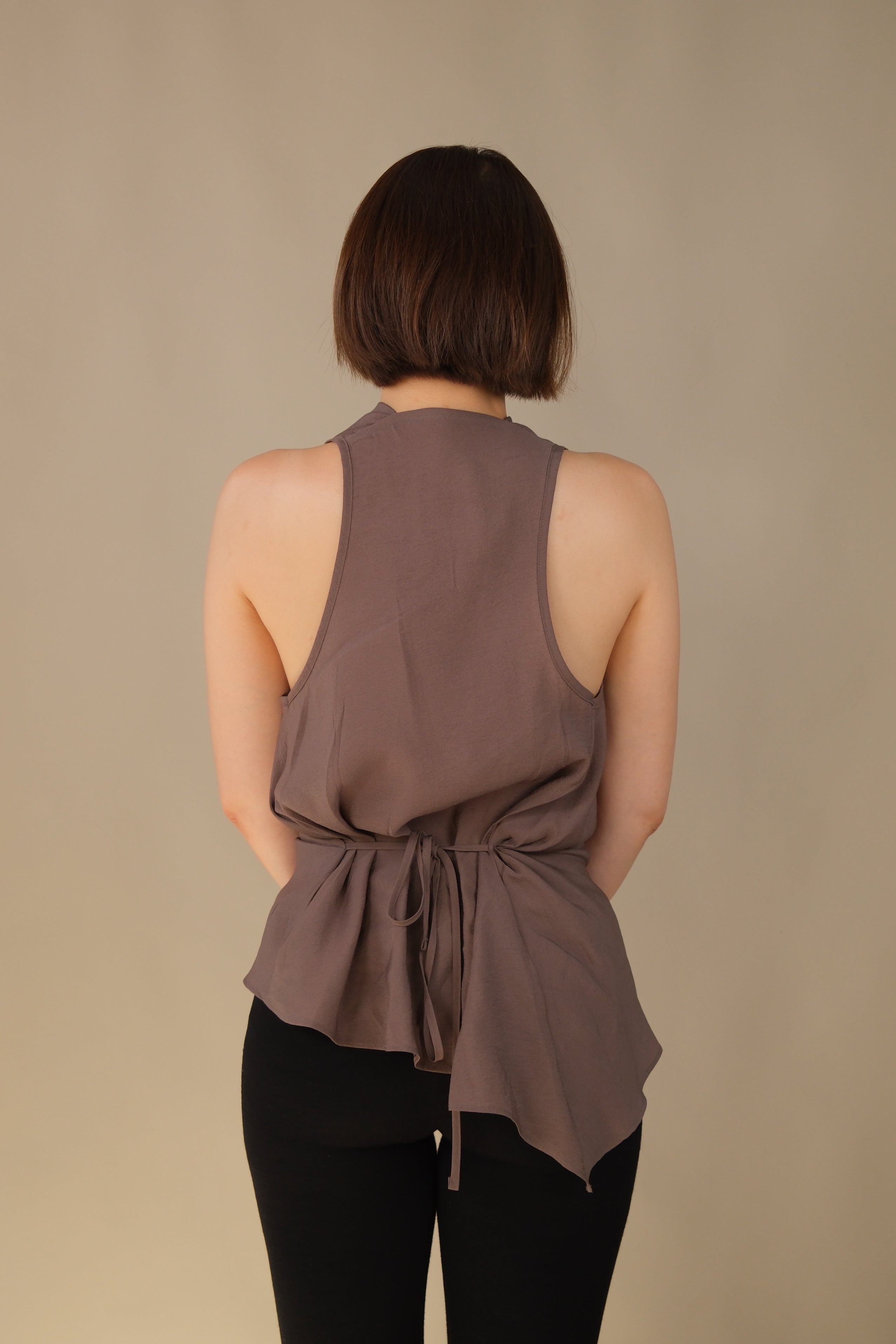 Glaze halter unbalance blouse