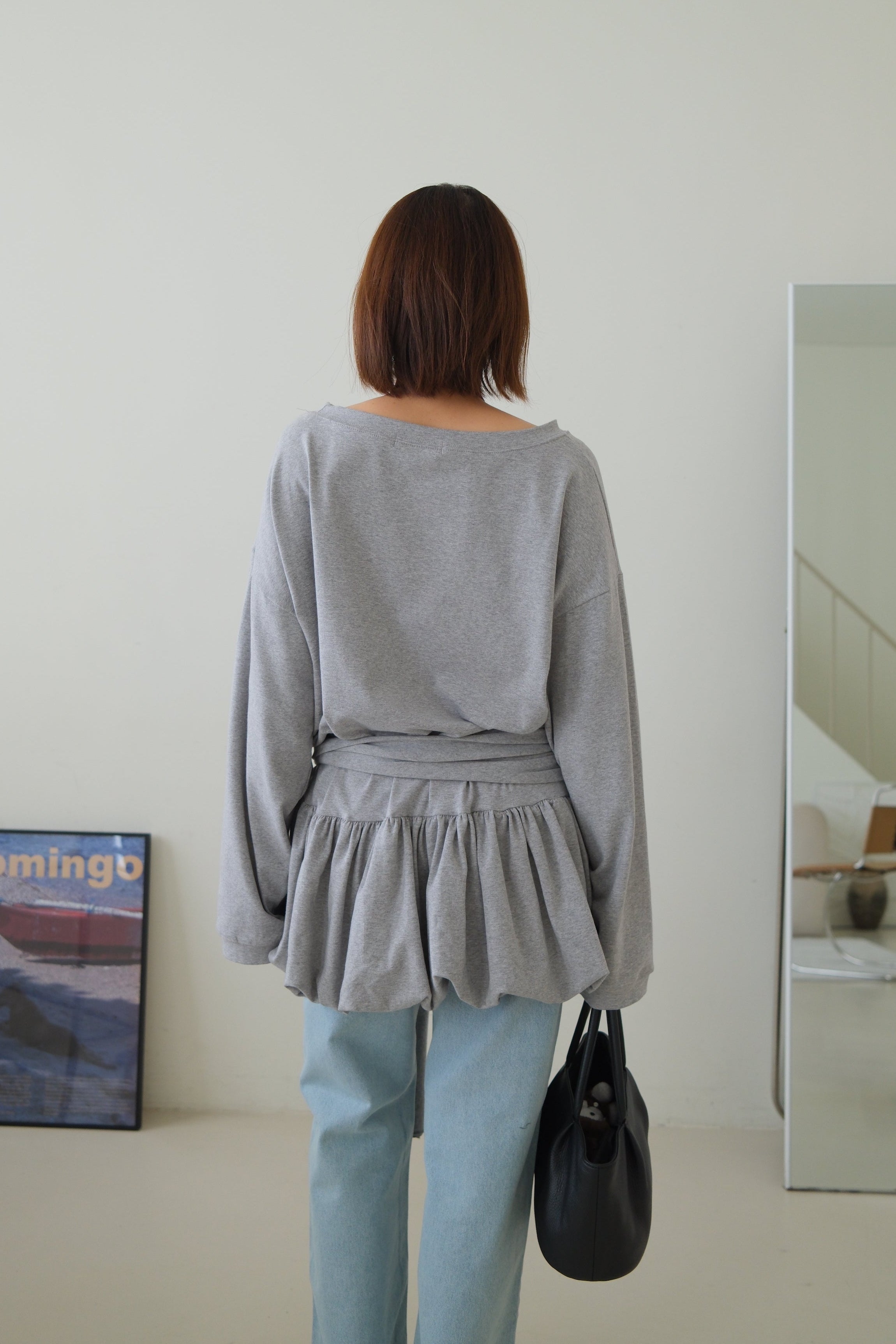 Tie waist bubble long tee