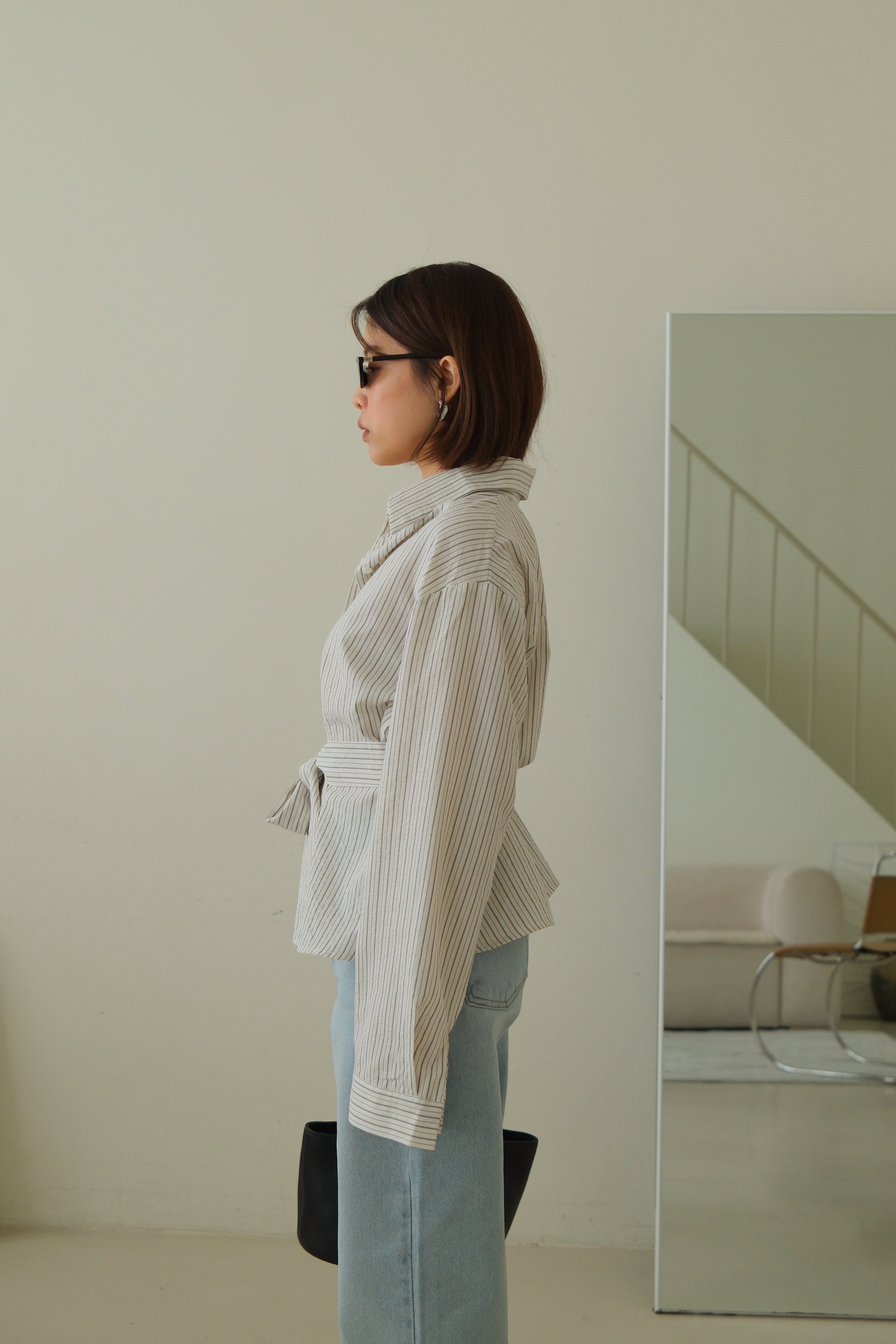 Kish stripe shirt with belt