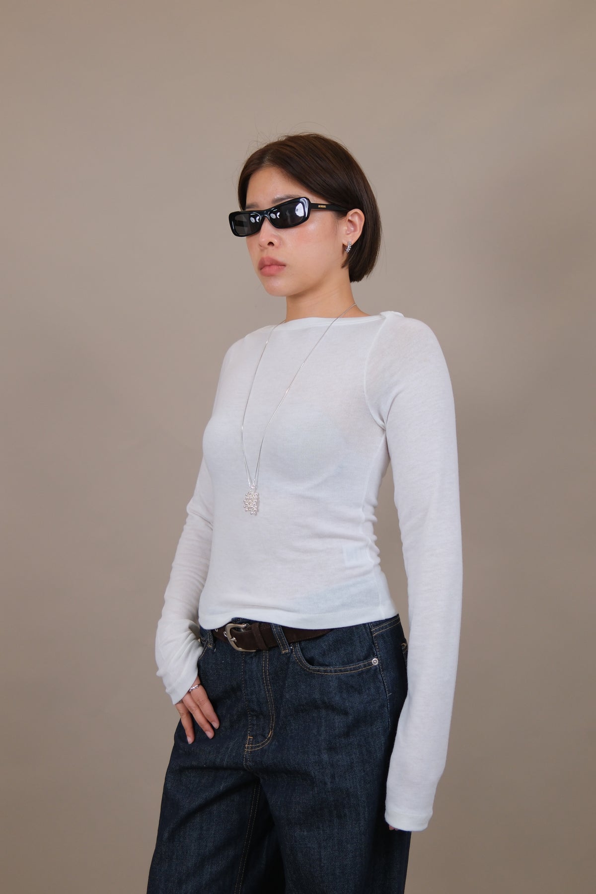 Aimee Fitted Boat Neck Tee