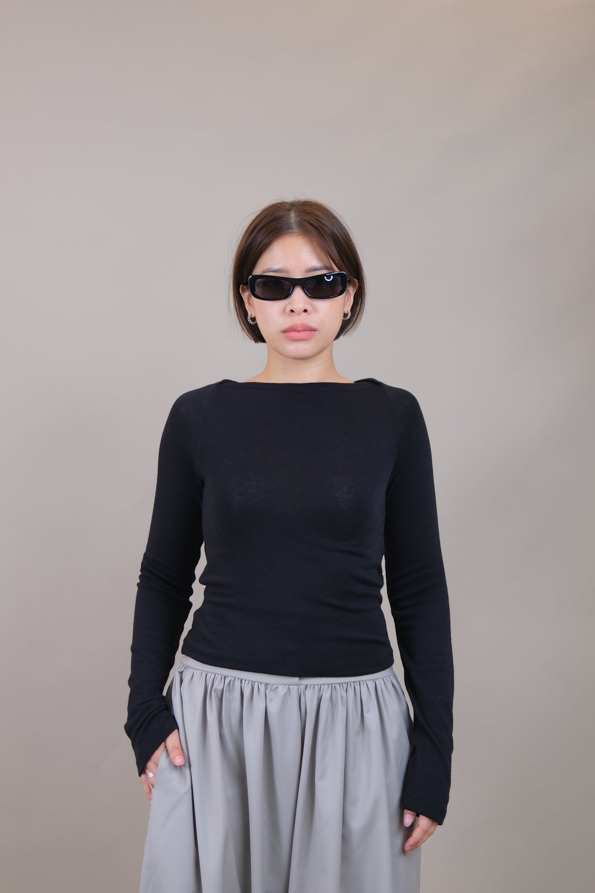 Aimee Fitted Boat Neck Tee