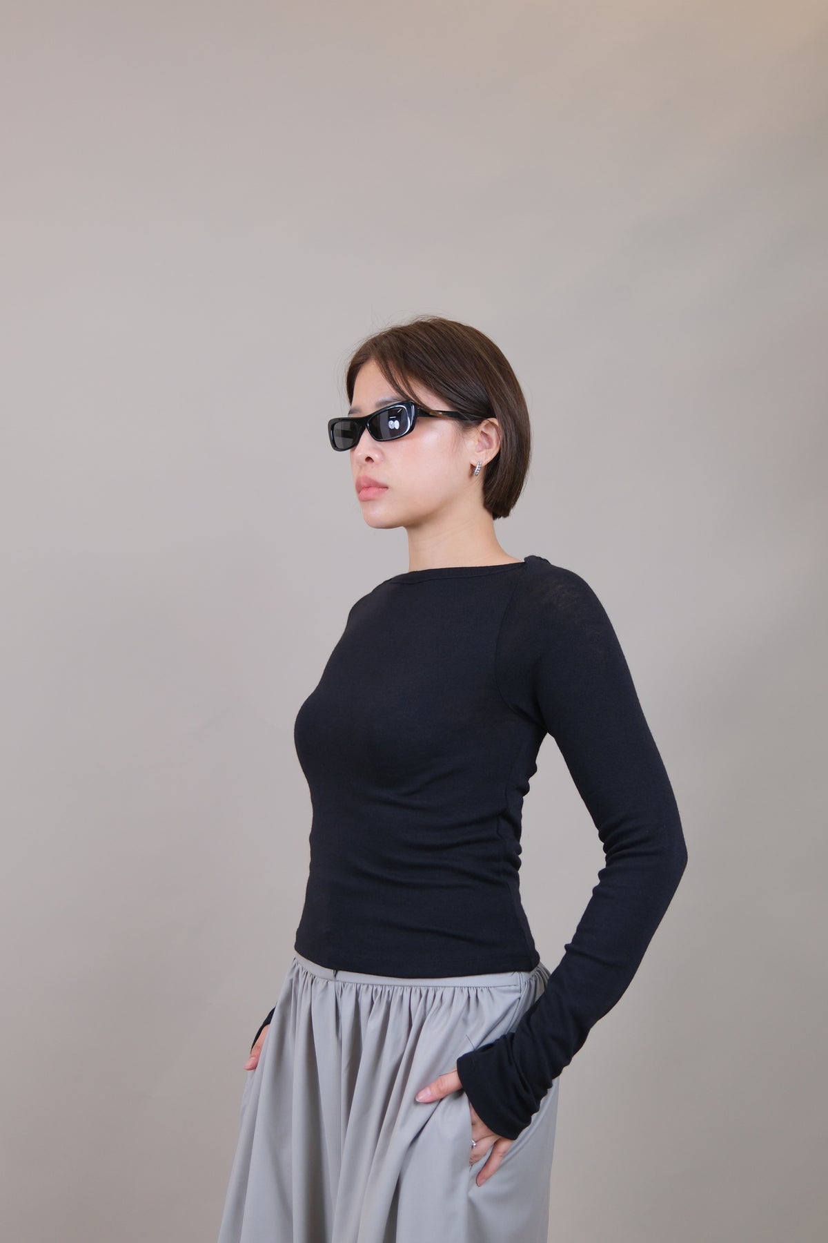 Aimee Fitted Boat Neck Tee