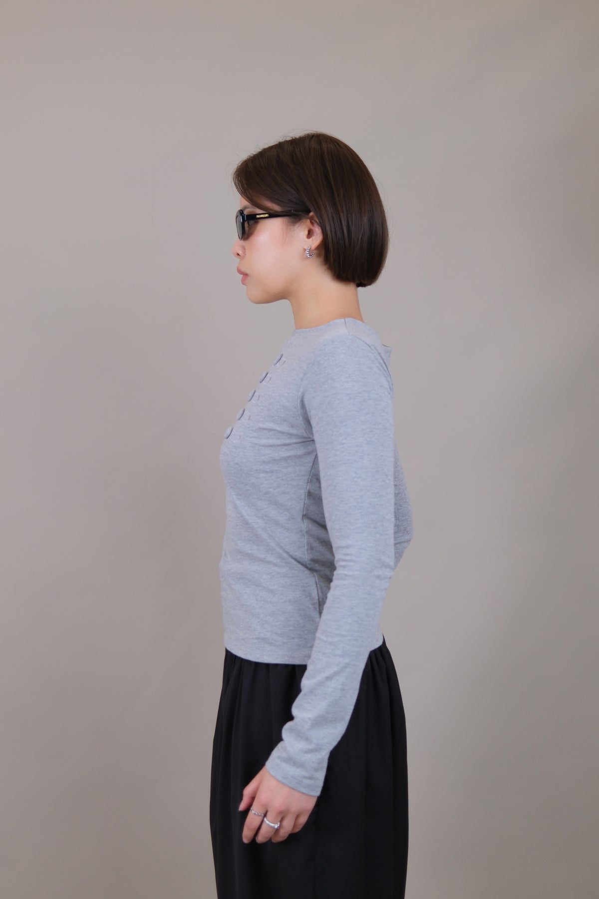 Military Button Long Sleeve Tee
