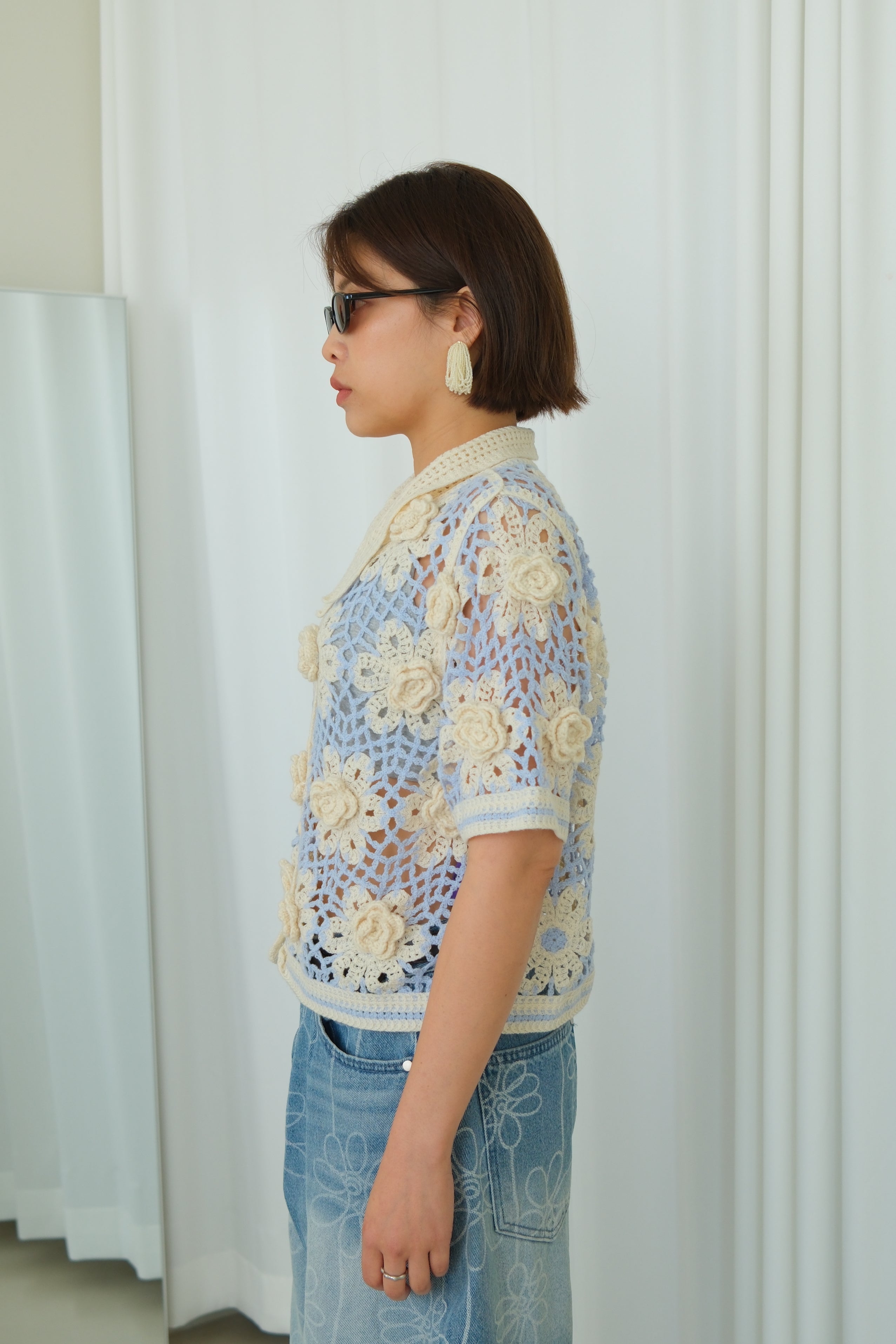Aurelia 3D Flower Crochet Shirt