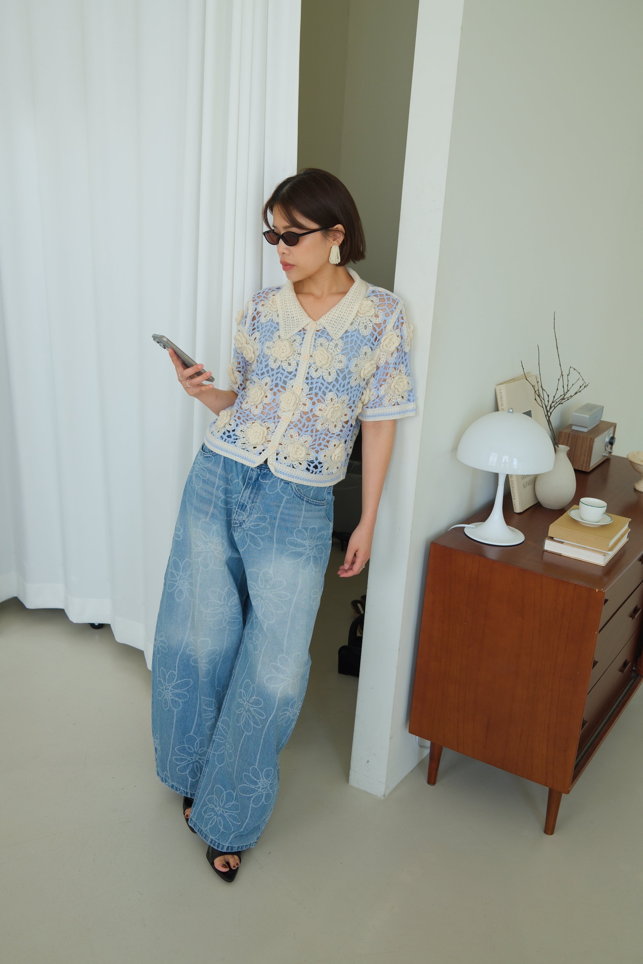 Aurelia 3D Flower Crochet Shirt