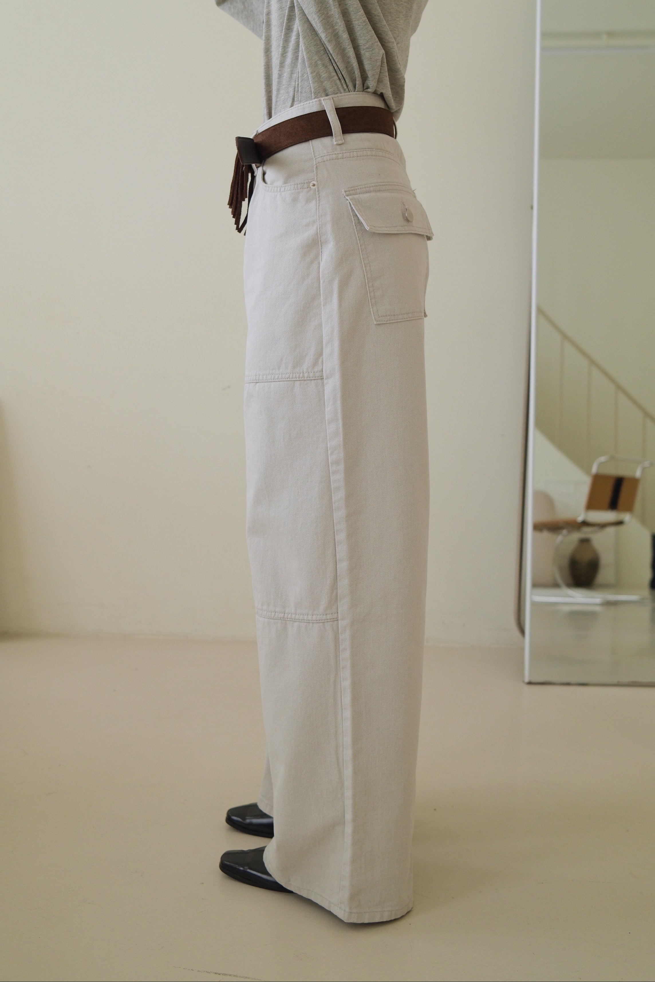 patchwork straight jeans