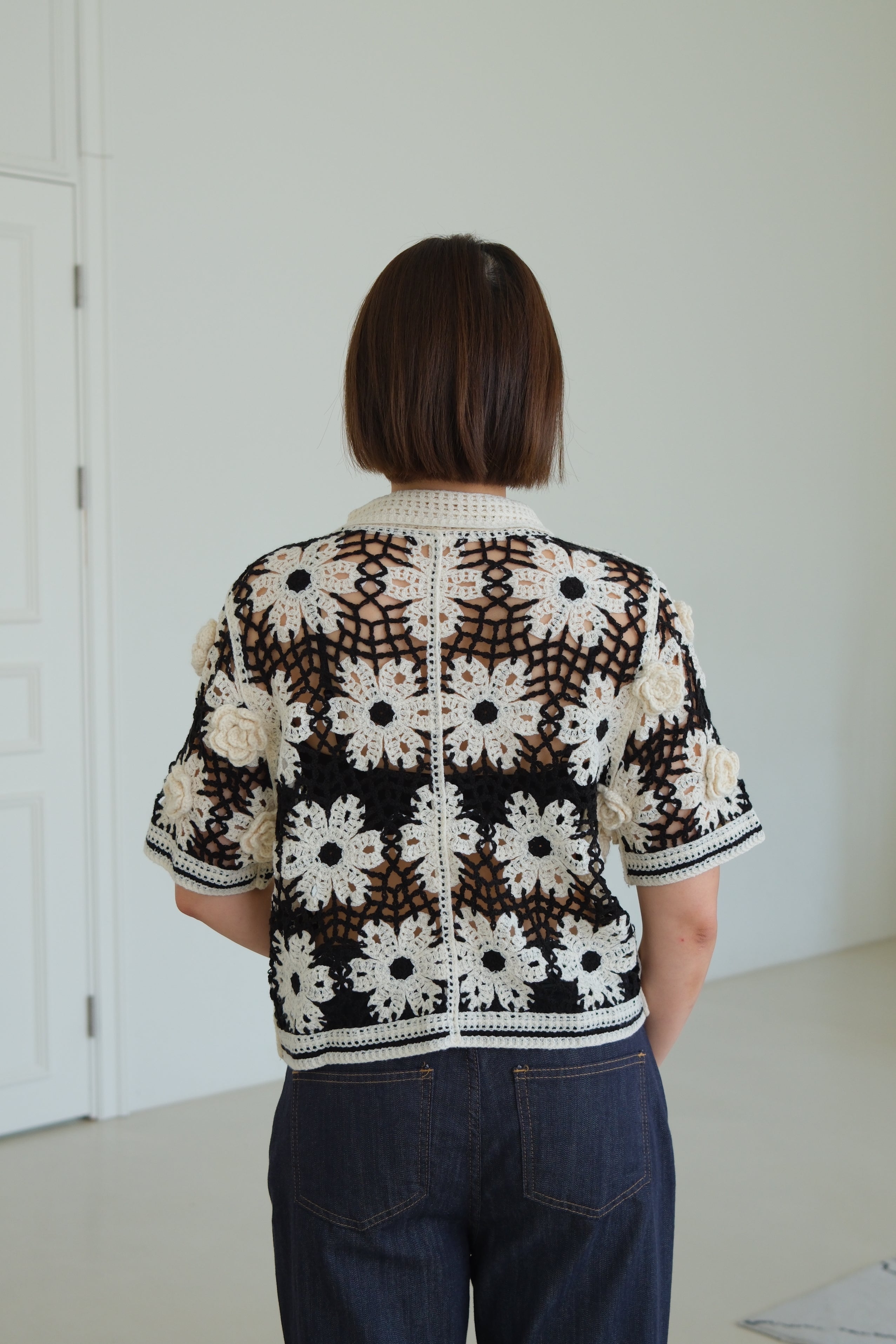 Aurelia 3D Flower Crochet Shirt