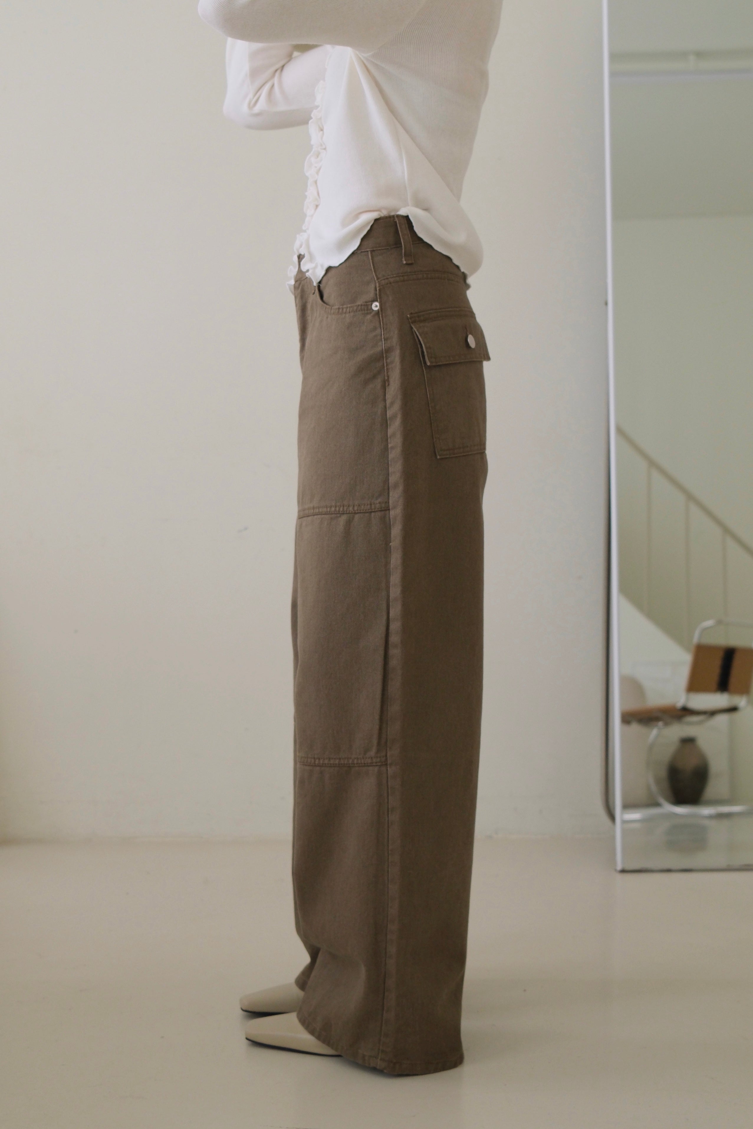 patchwork straight jeans