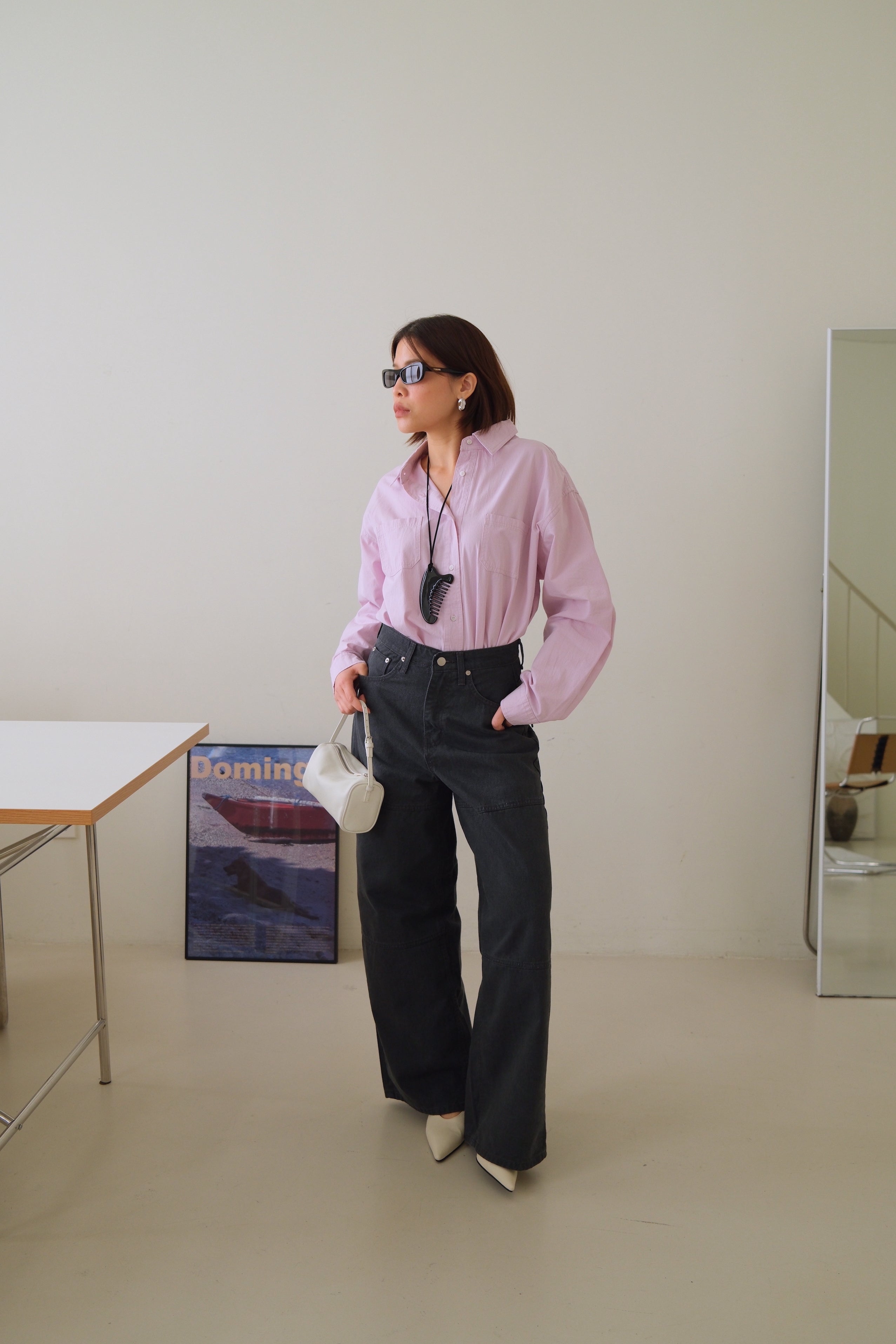 patchwork straight jeans