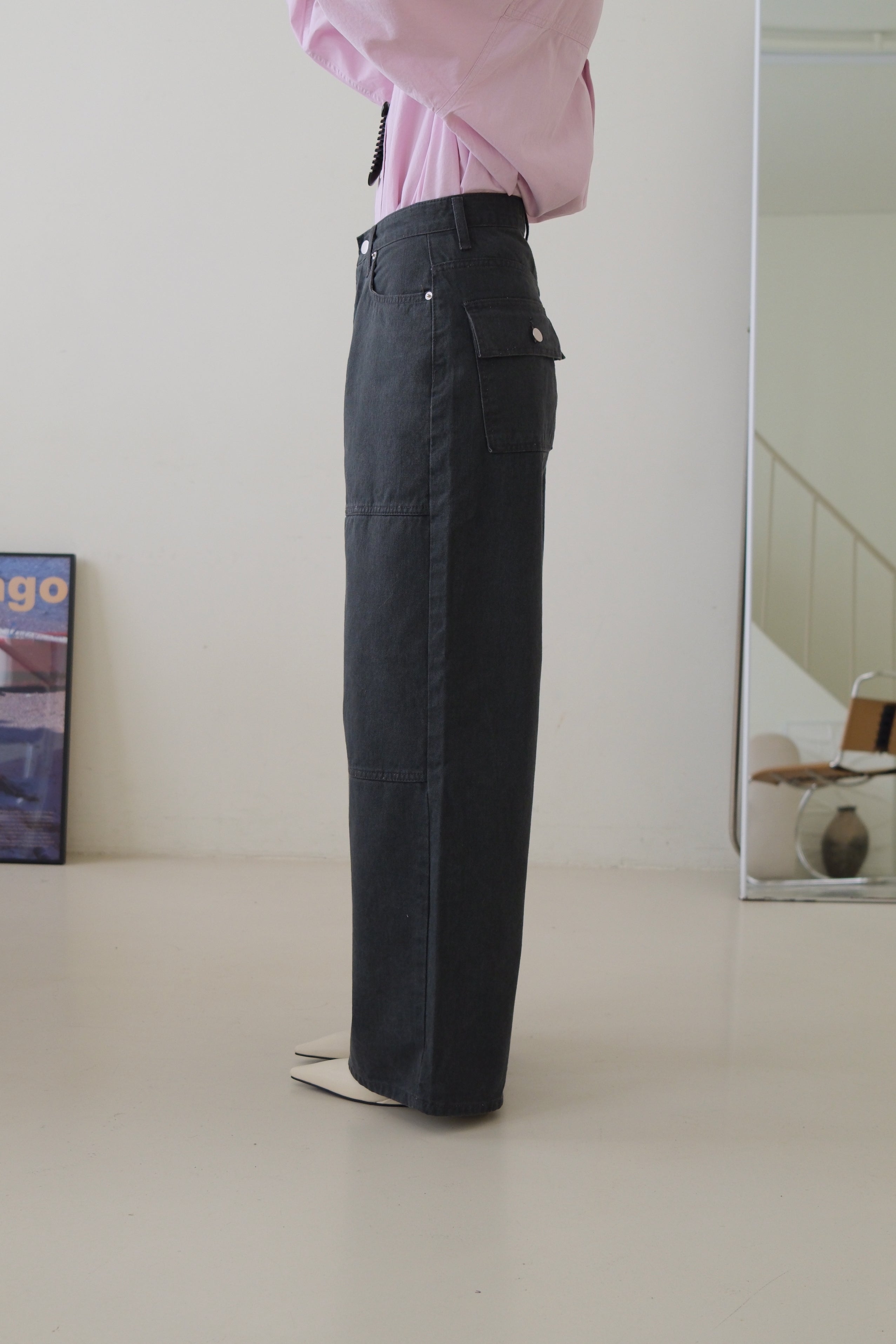patchwork straight jeans