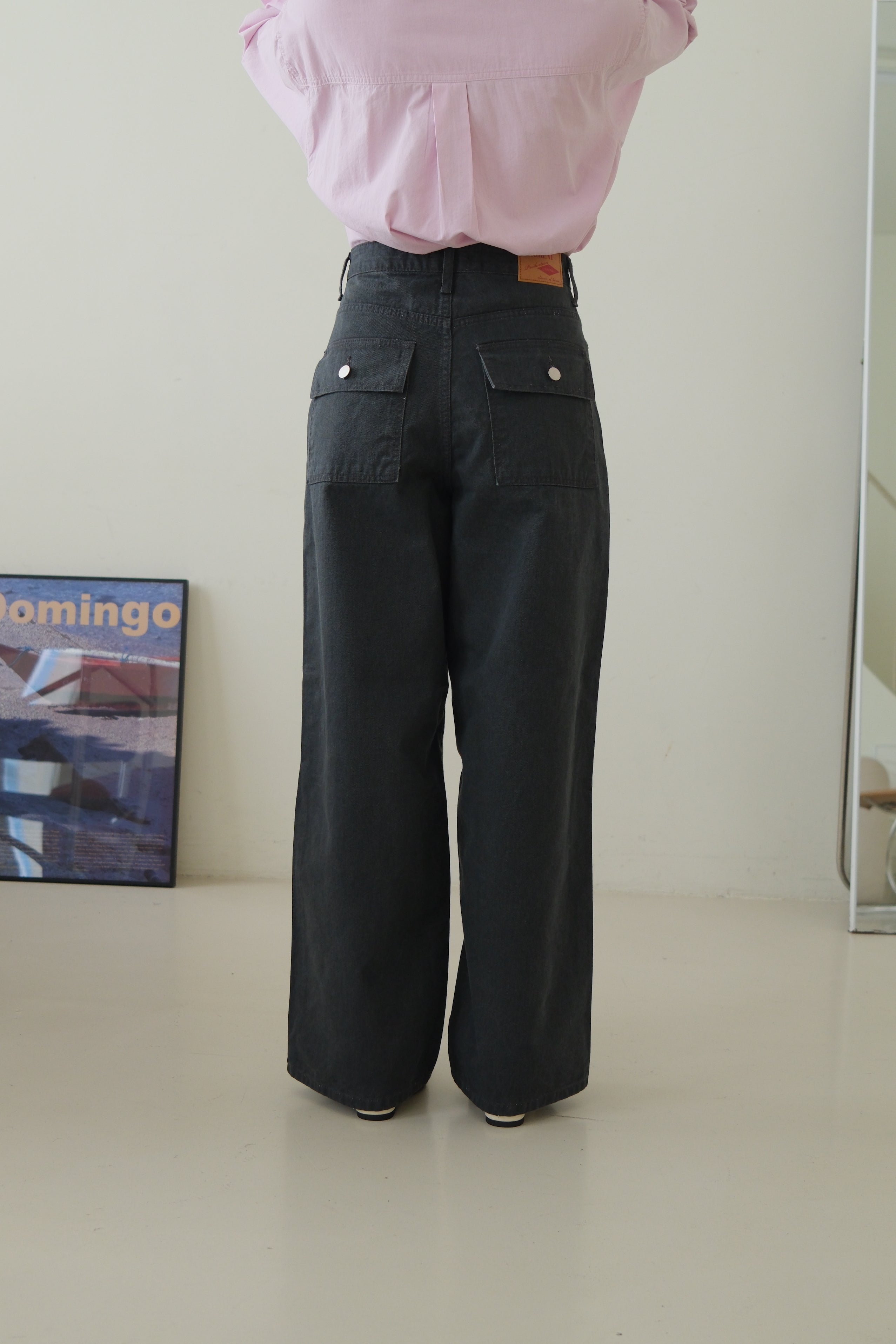 patchwork straight jeans