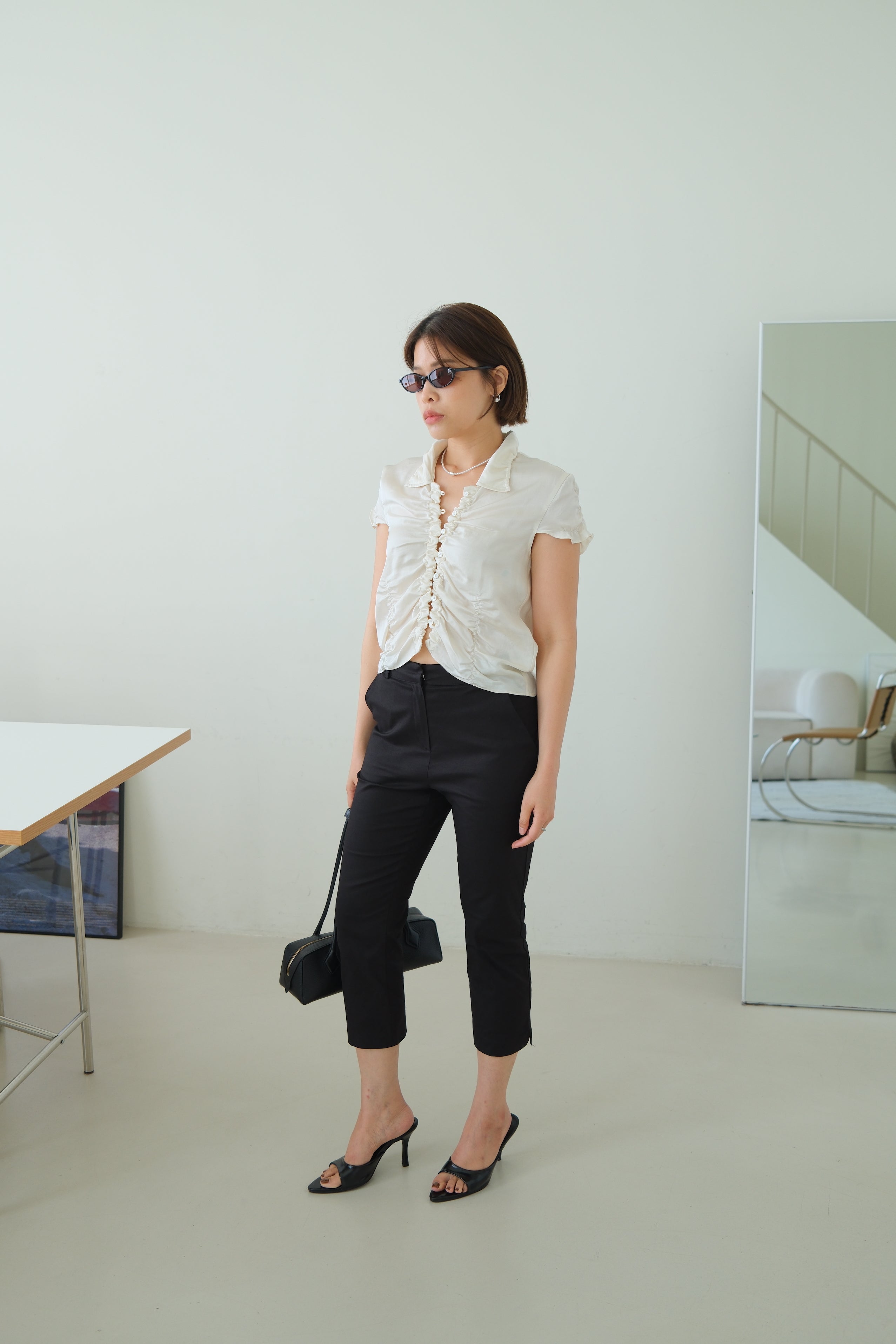 Glow All-over Ruched Satin Top