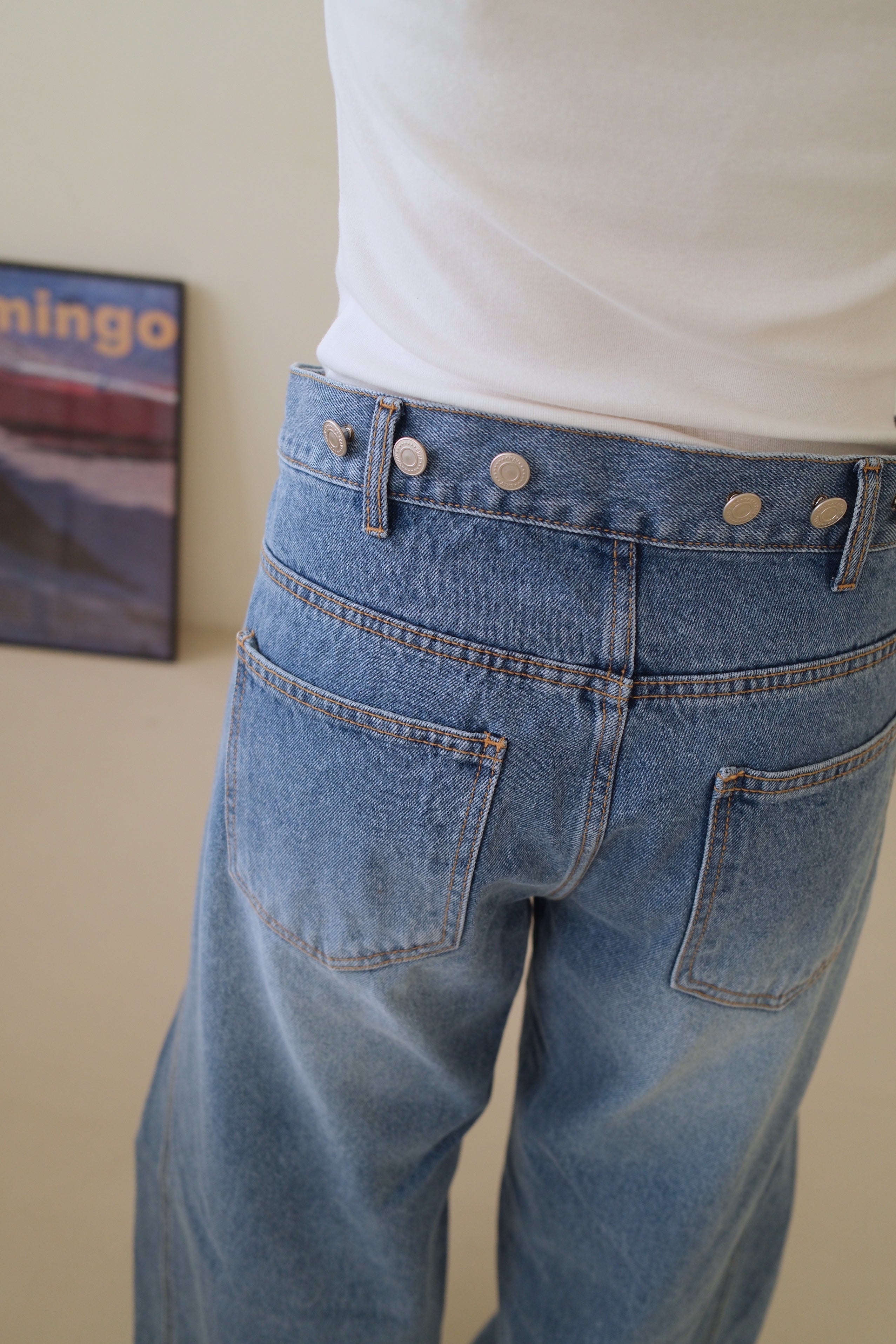 Exaggerated 2 way wrap jeans