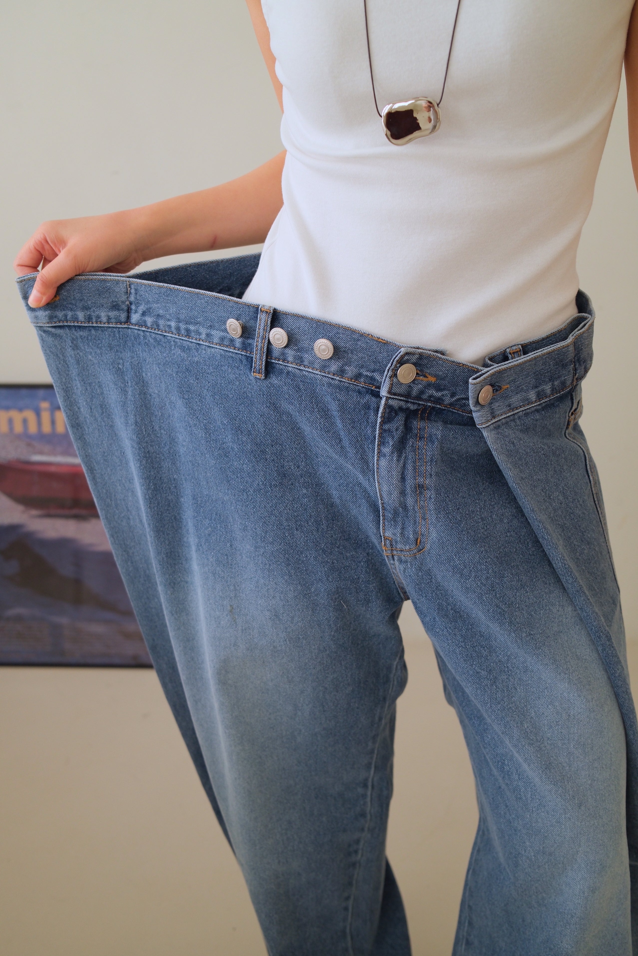 Exaggerated 2 way wrap jeans