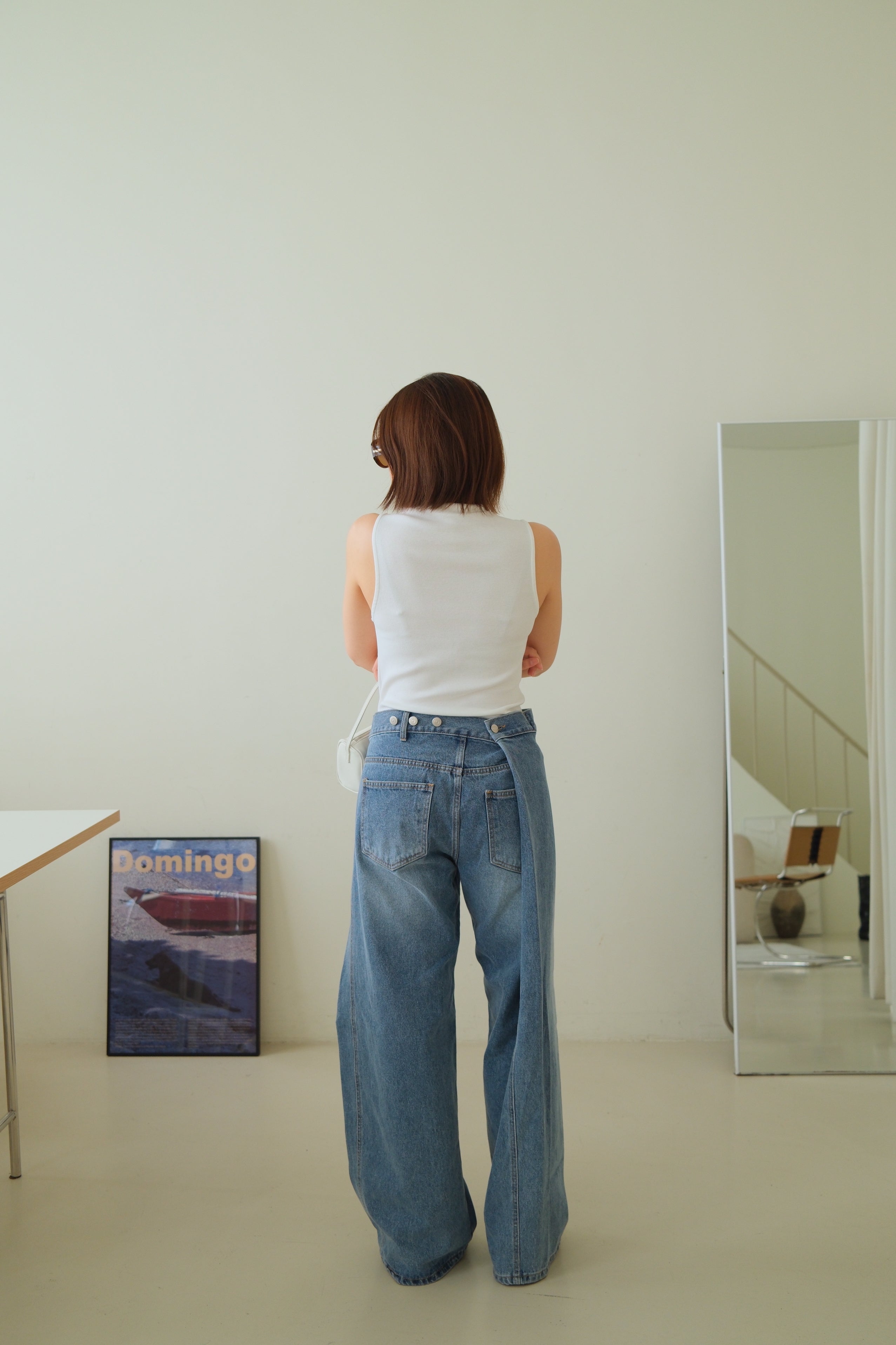 Exaggerated 2 way wrap jeans