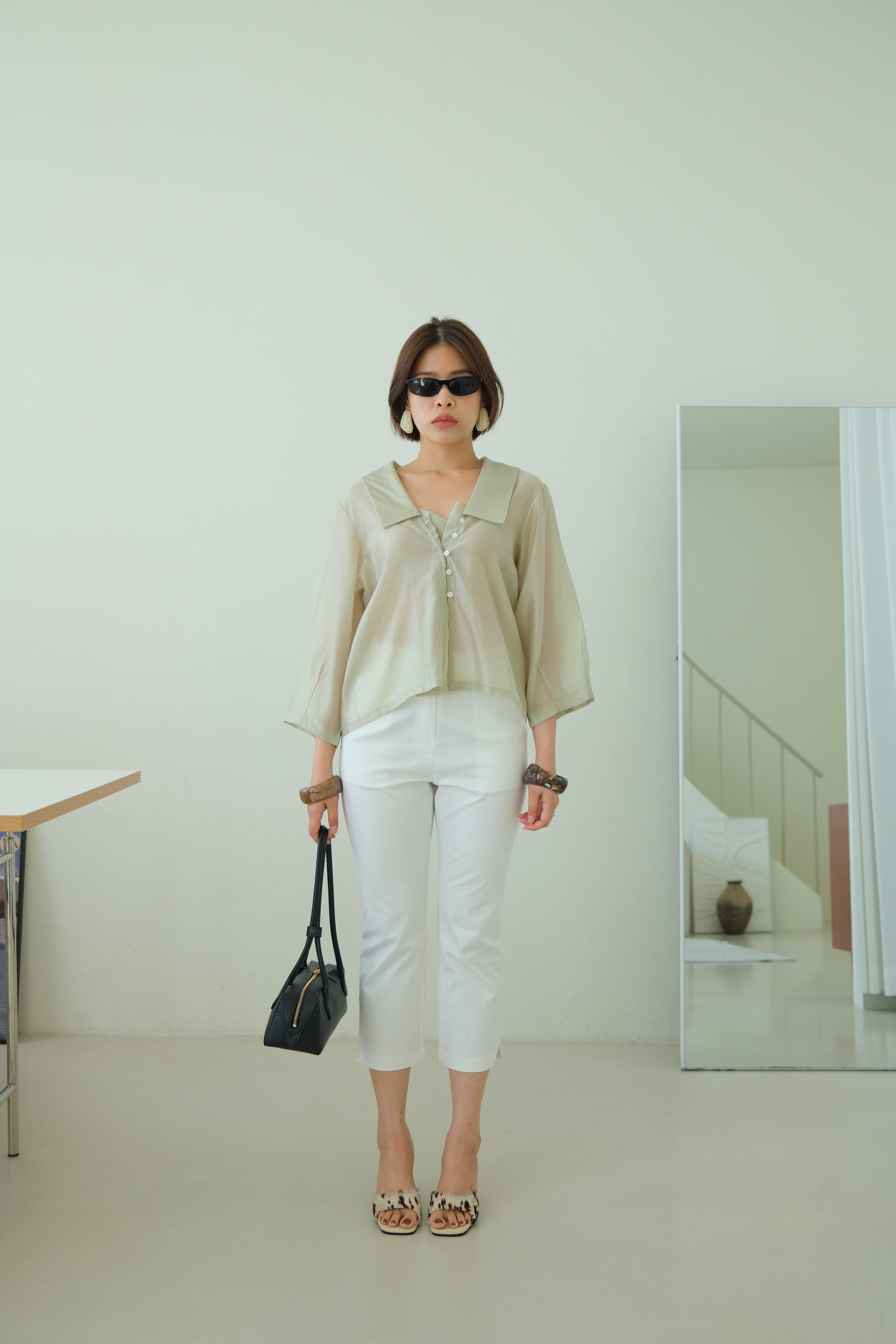 Vela Sheer Wide Collar Blouse