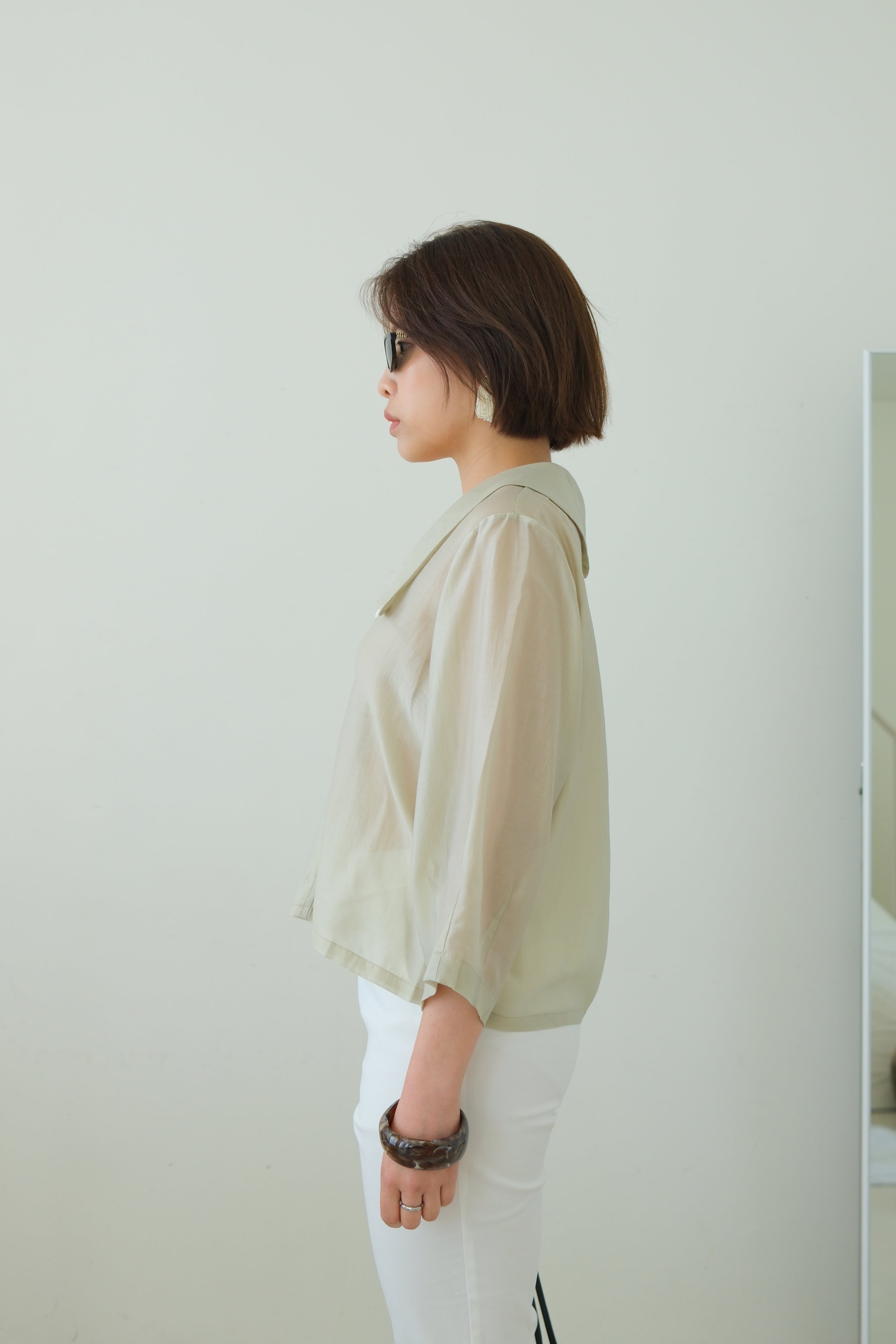 Vela Sheer Wide Collar Blouse