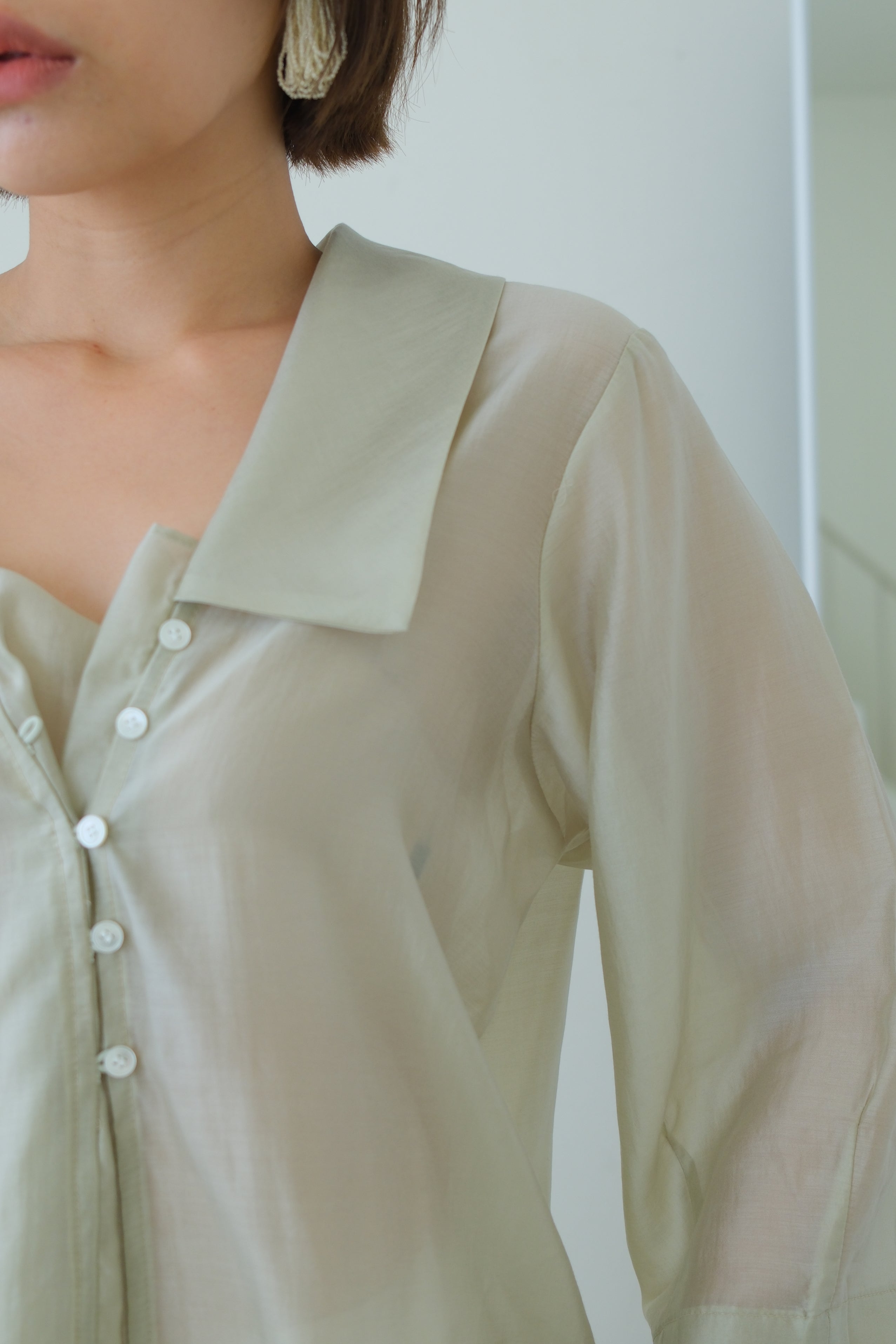Vela Sheer Wide Collar Blouse