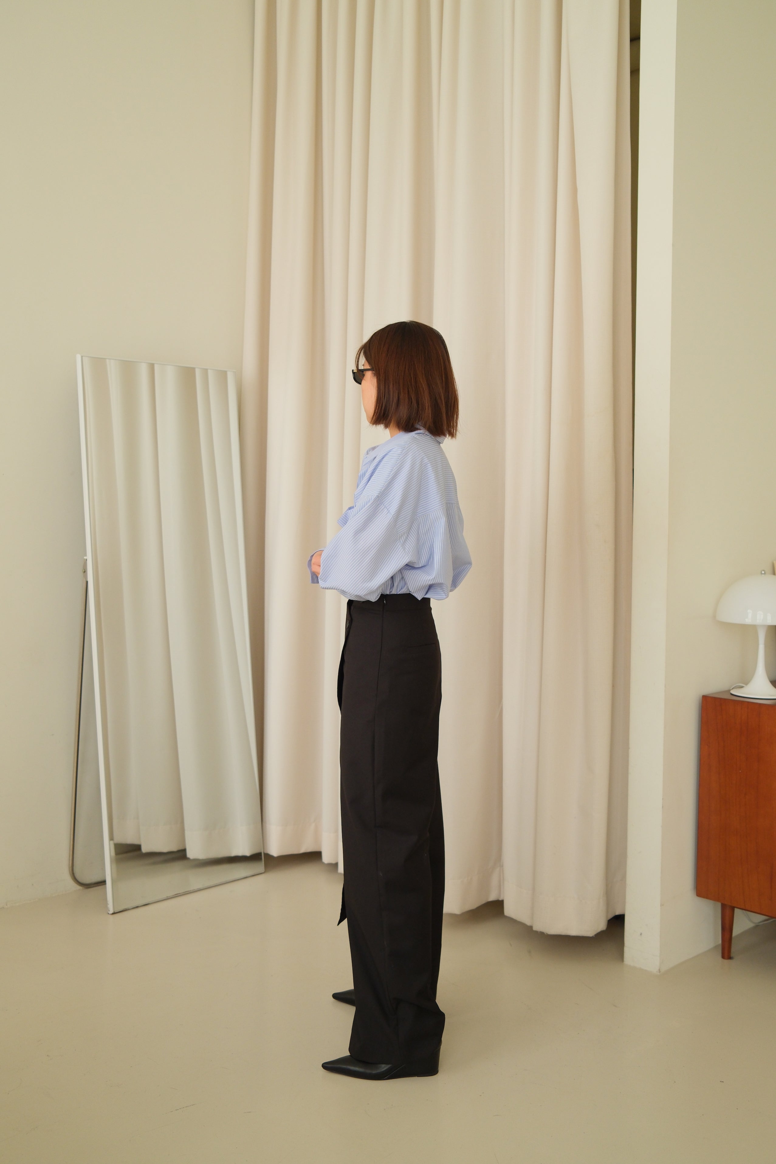 high waist wrap trousers