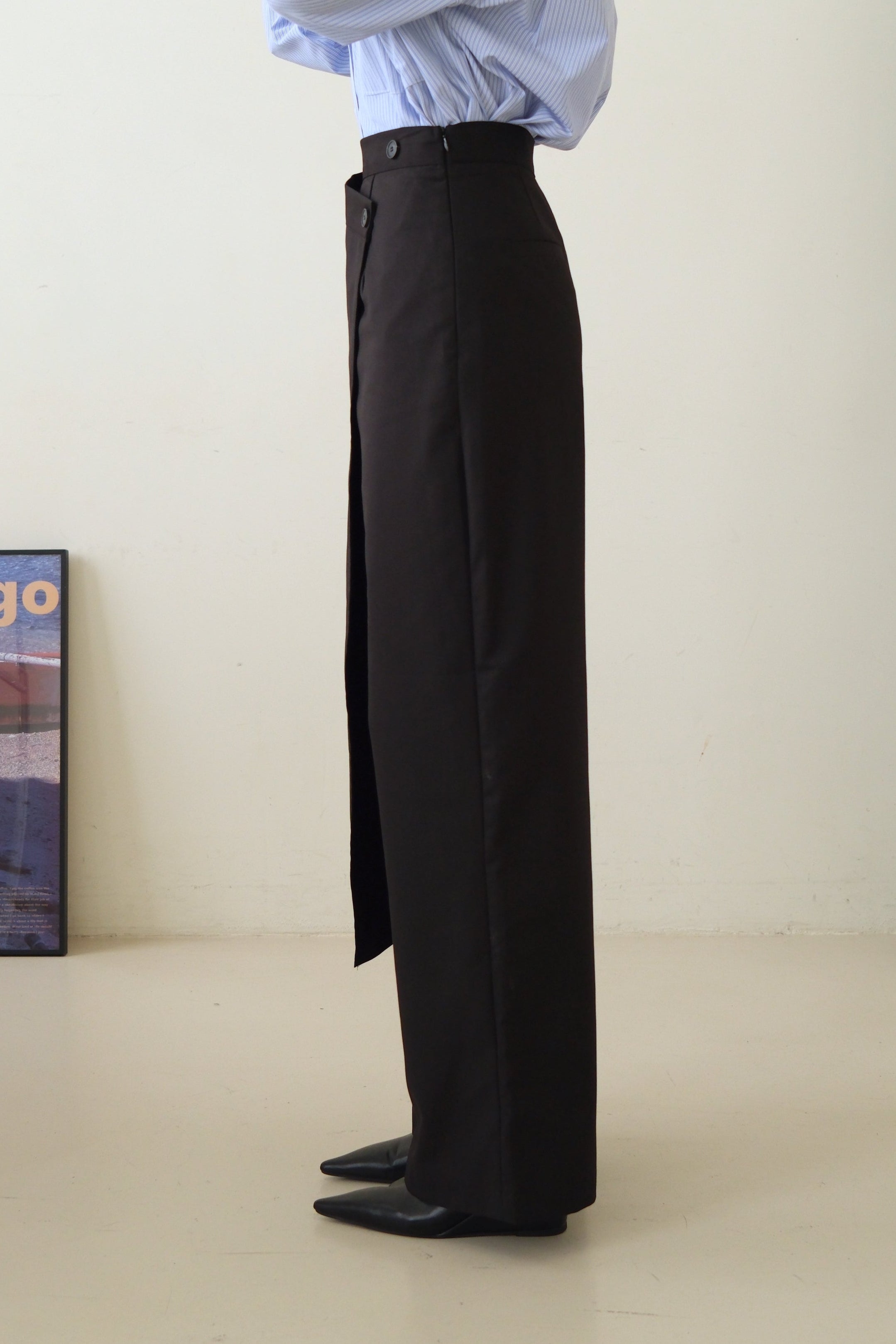 high waist wrap trousers