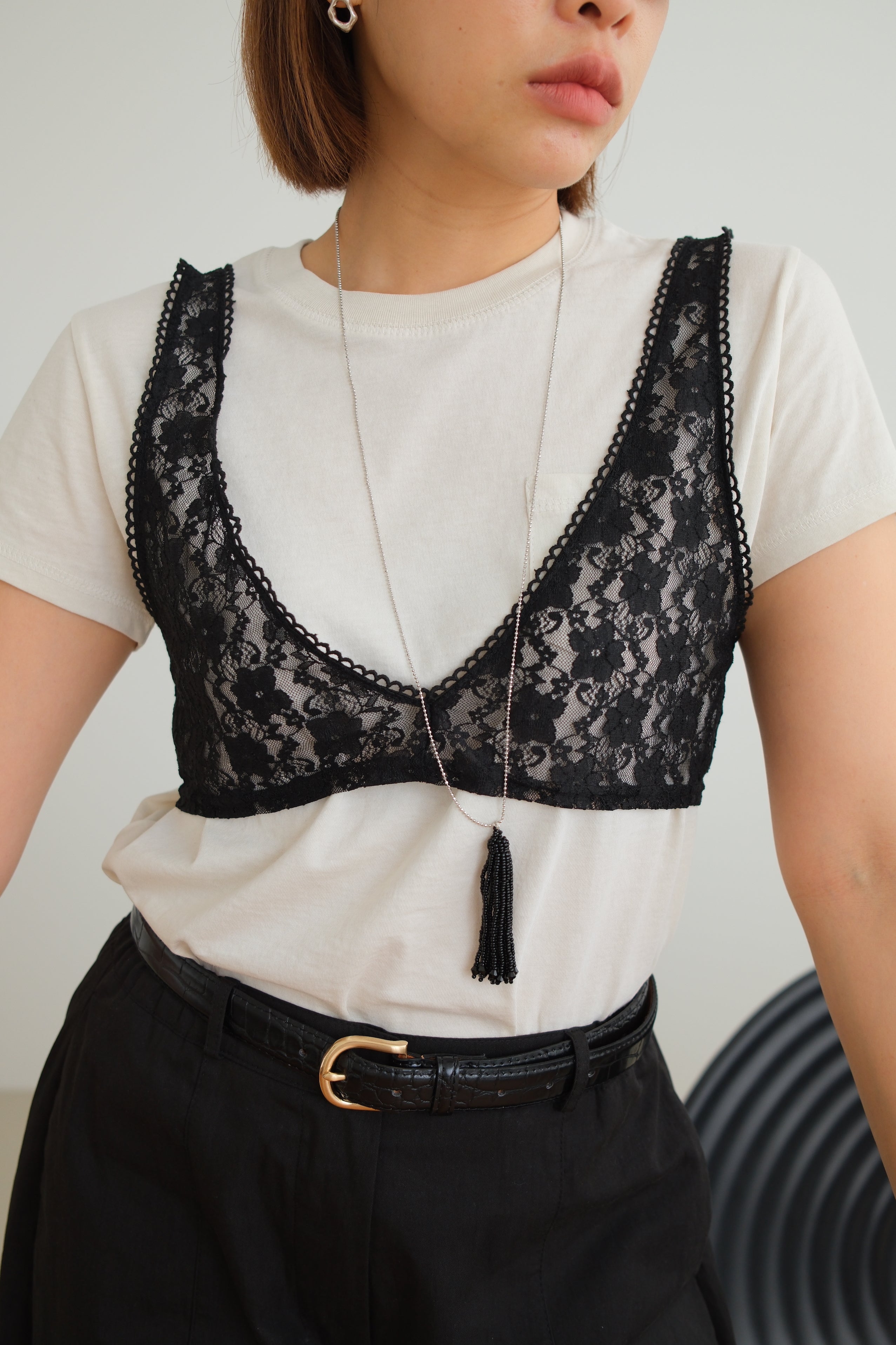 Lace bra crop top