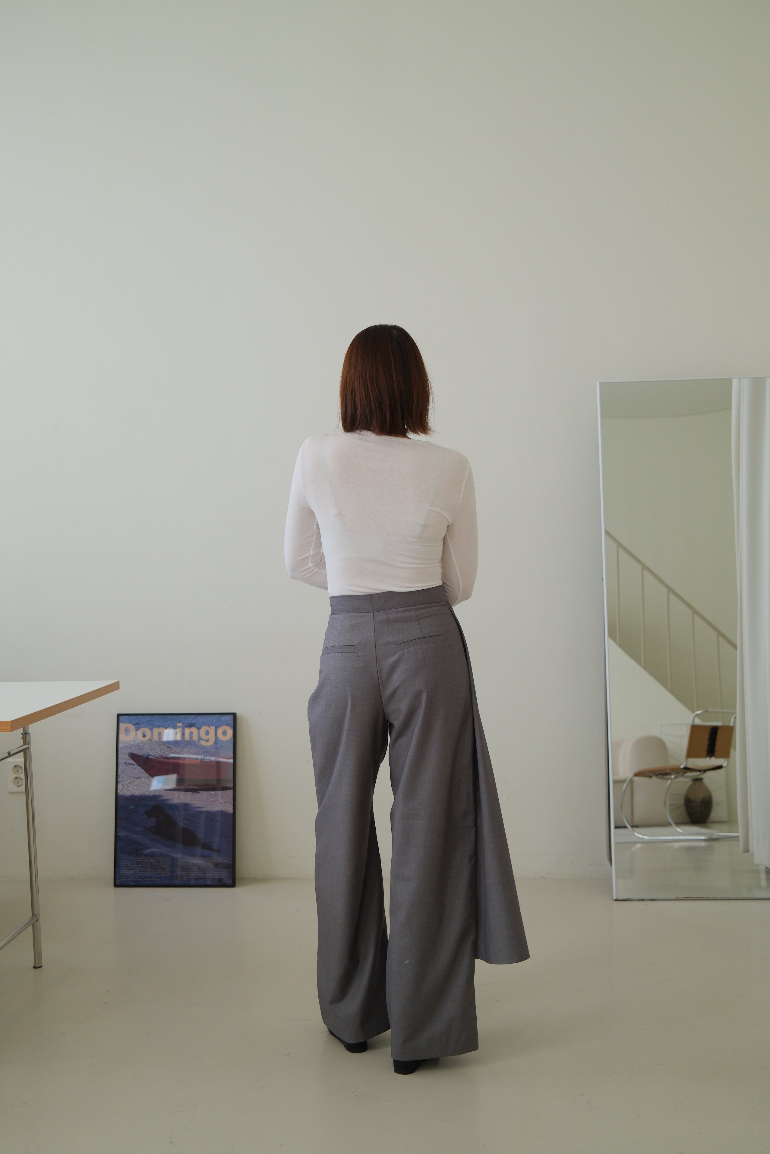 high waist wrap trousers