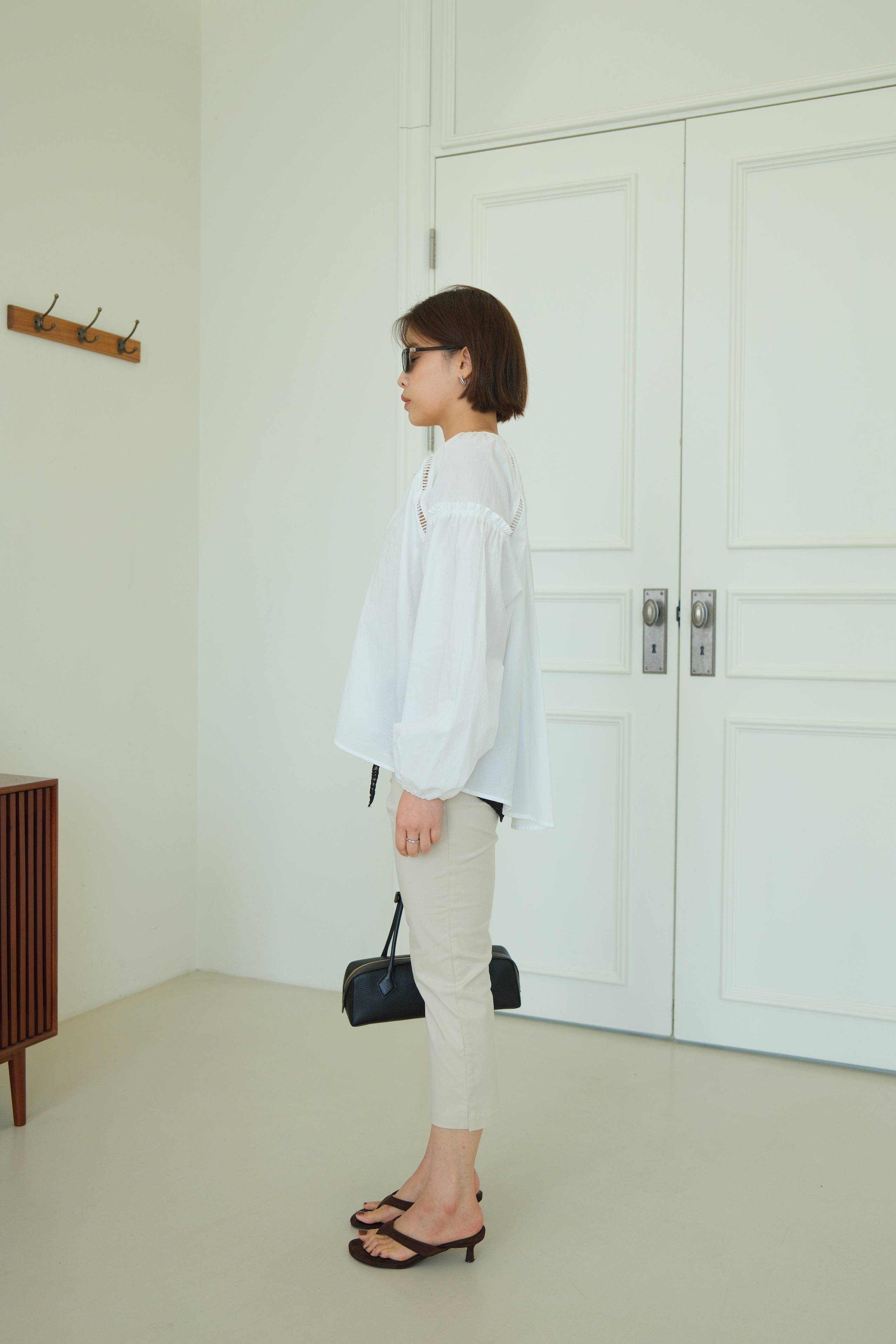 Aura Eyelet-Puff Button Blouse
