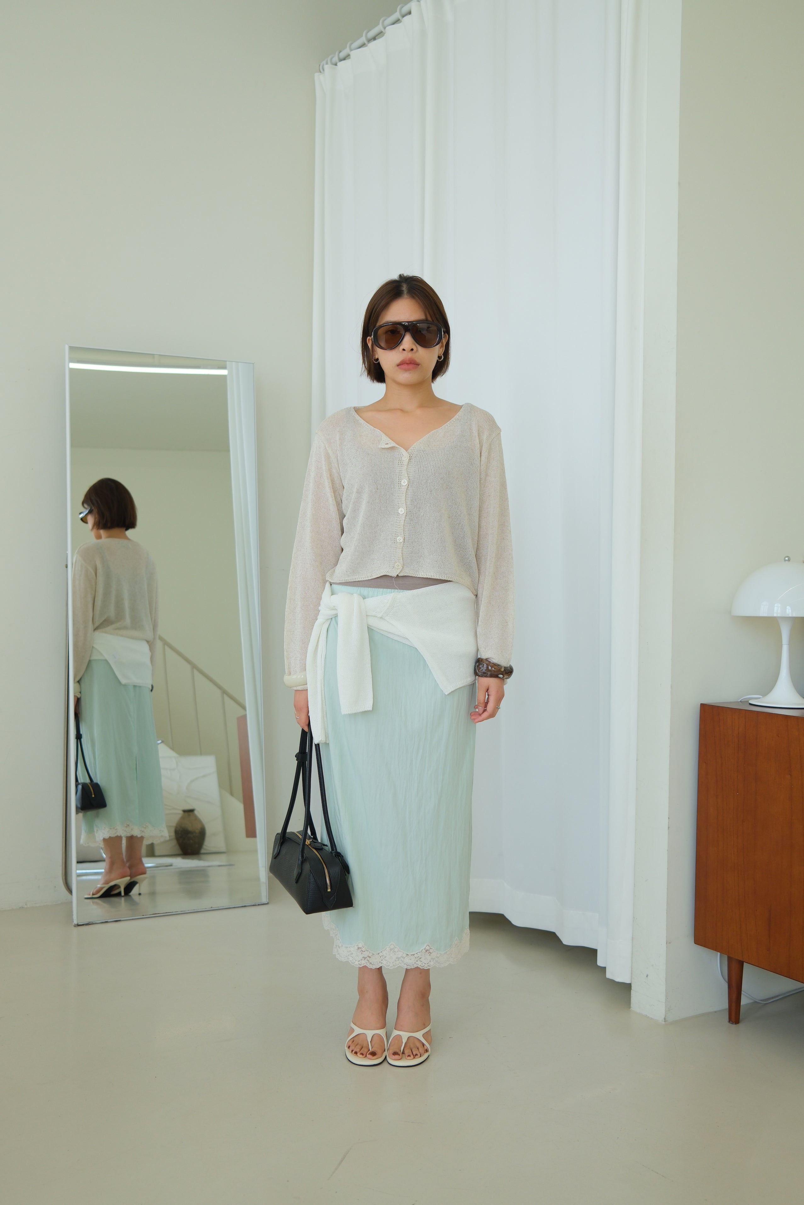 Anais Cropped Linen Knit cardigan