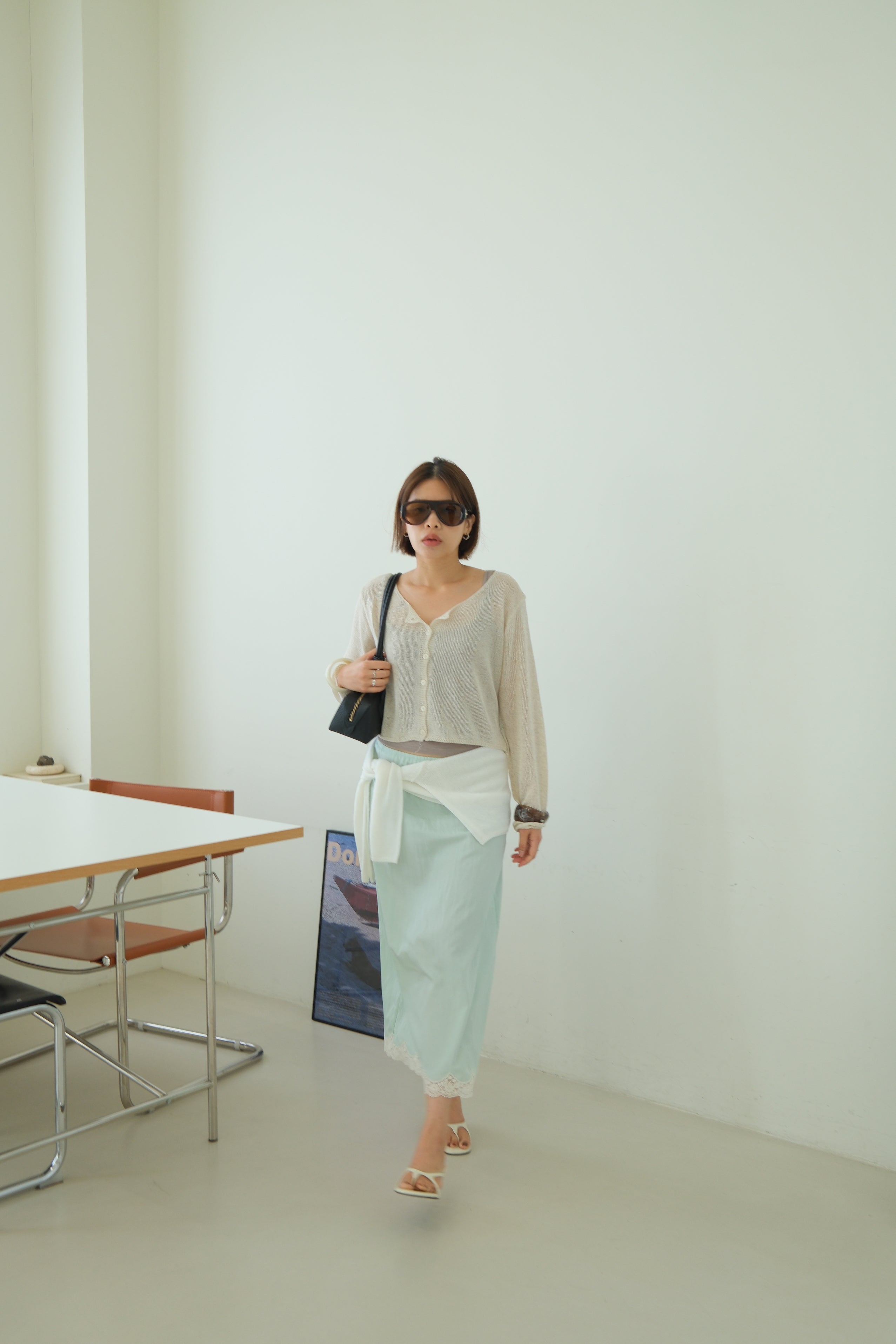 Macaron Lace-trim Maxi Skirt