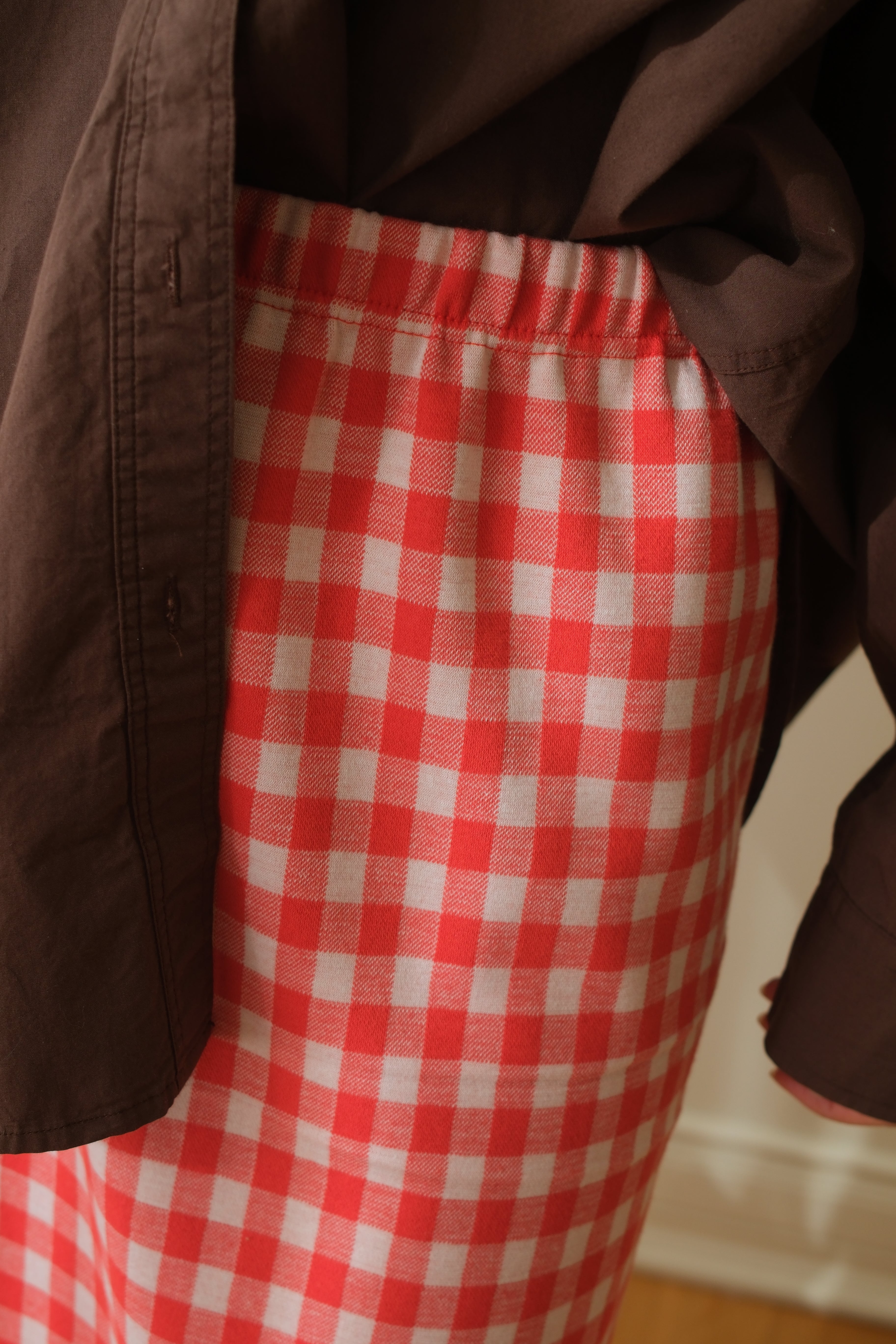 Bcn frill hem plaid knit skirt