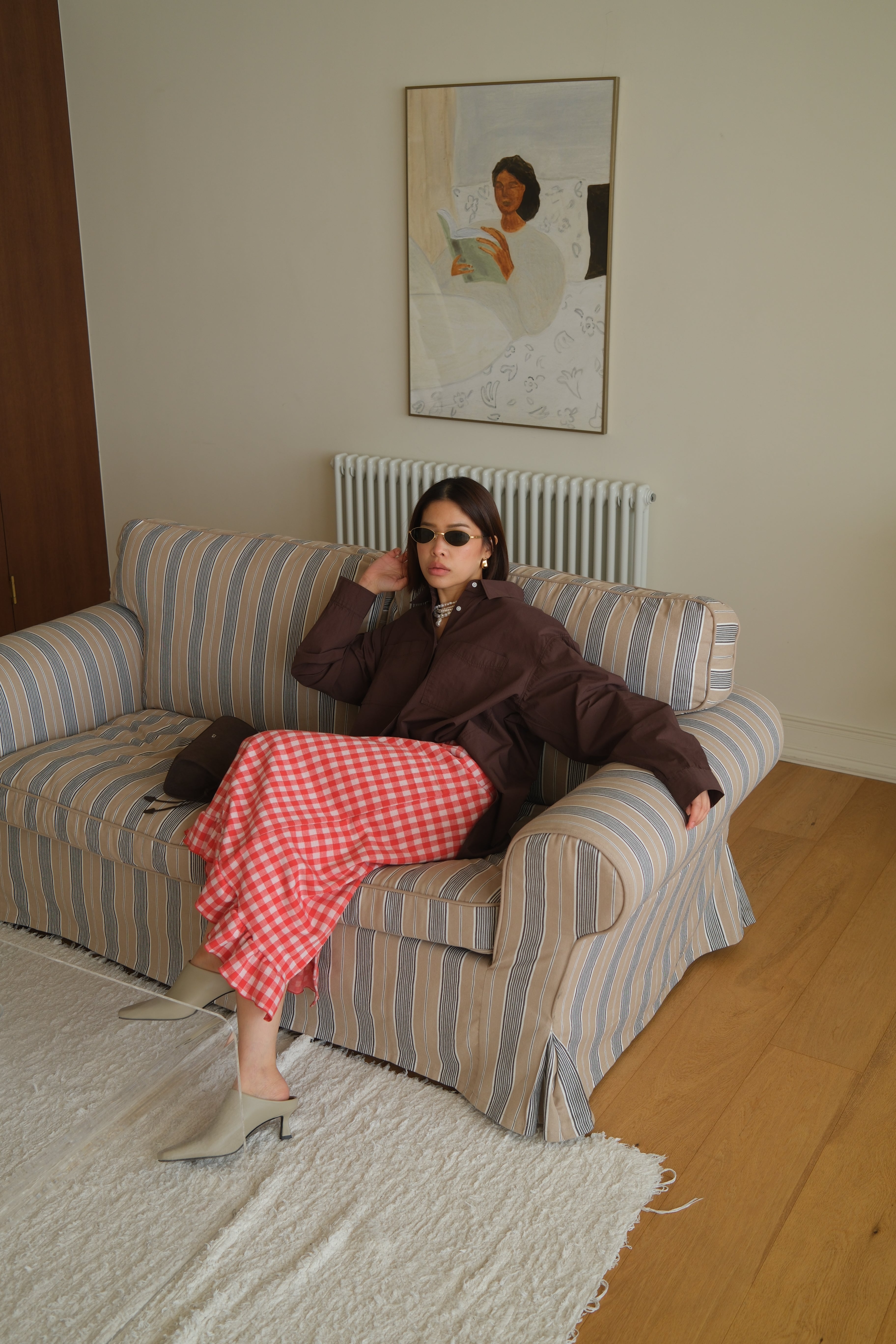 Bcn frill hem plaid knit skirt