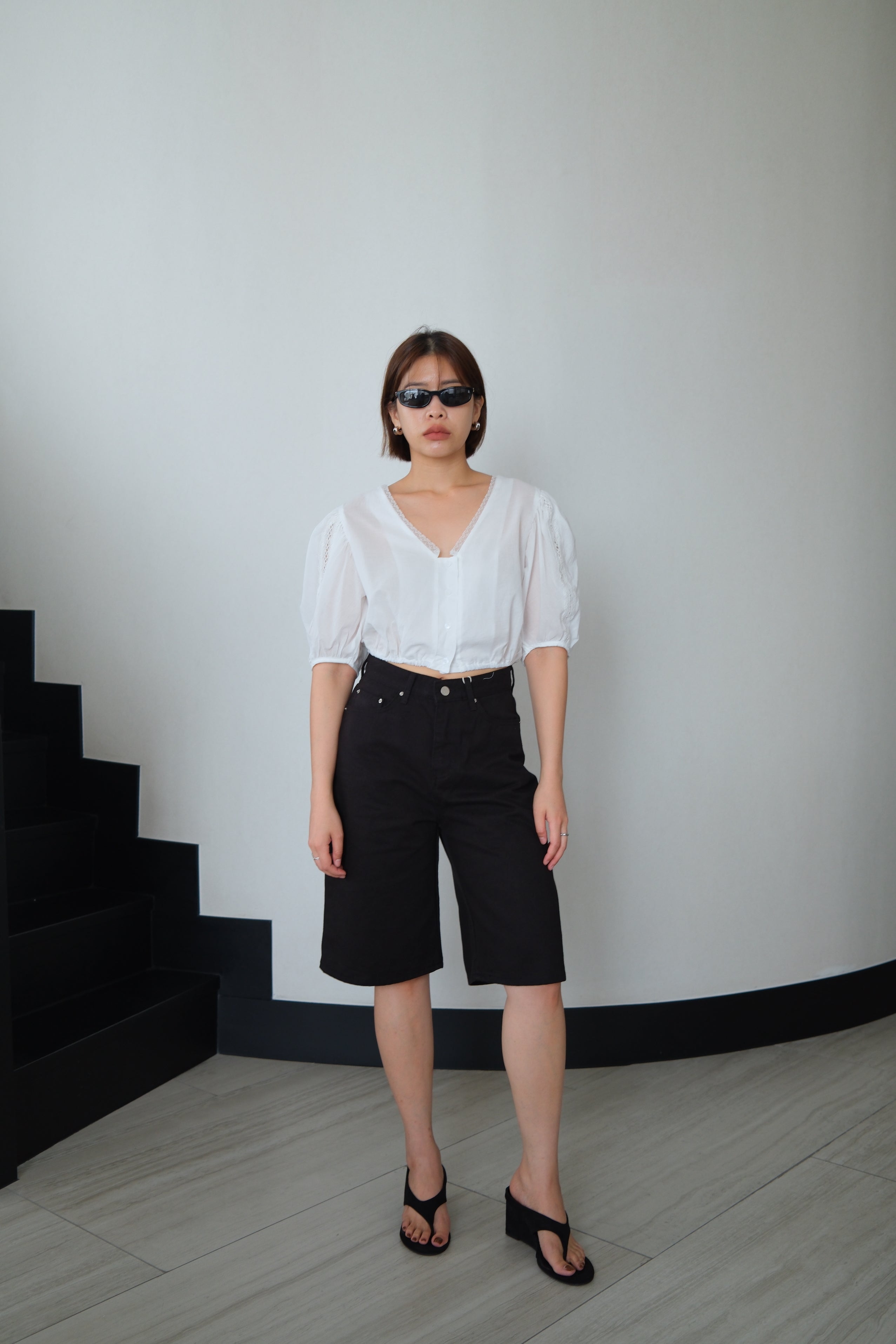 Colette Puff sleeve crop Blouse