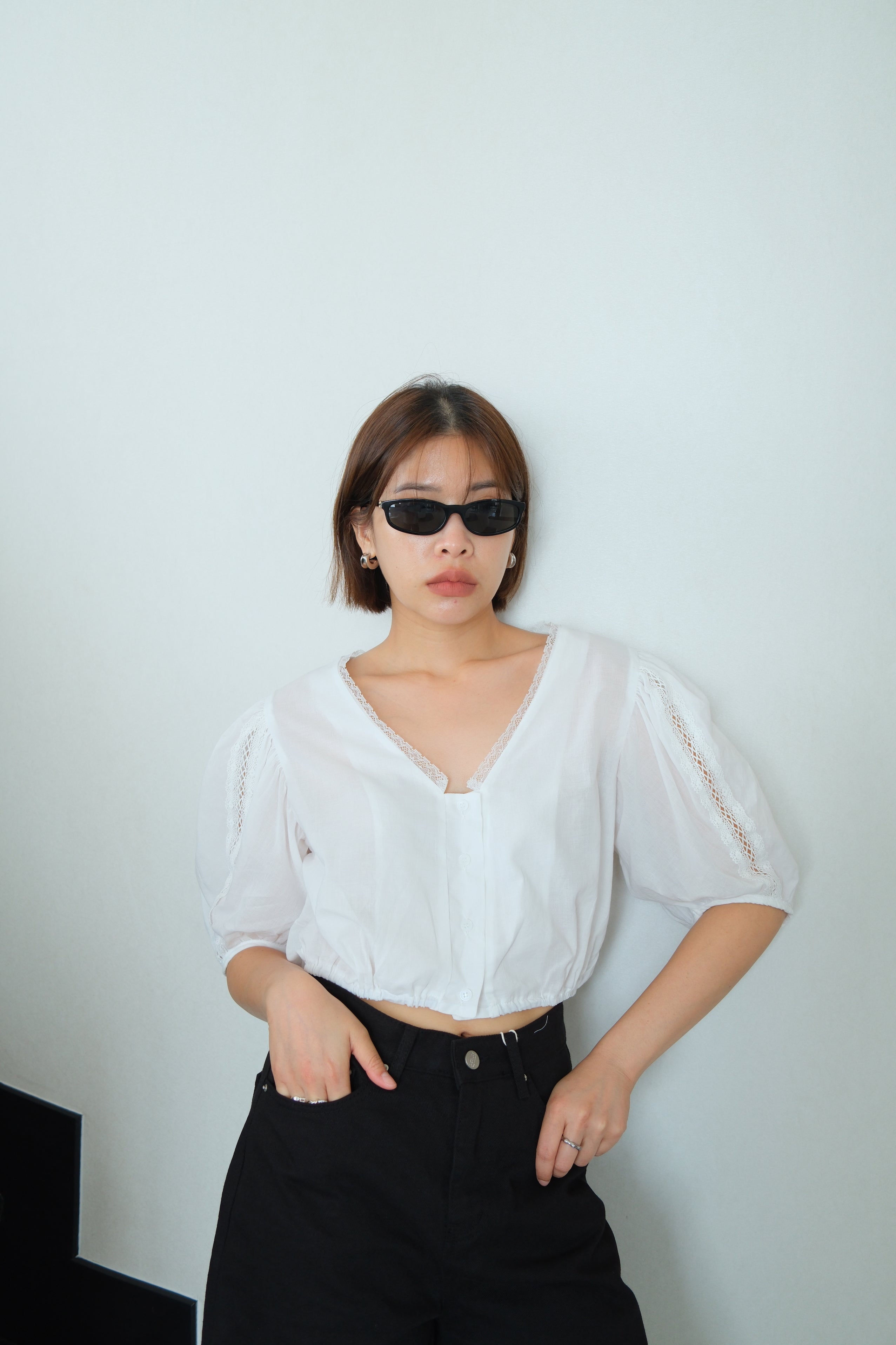 Colette Puff sleeve crop Blouse